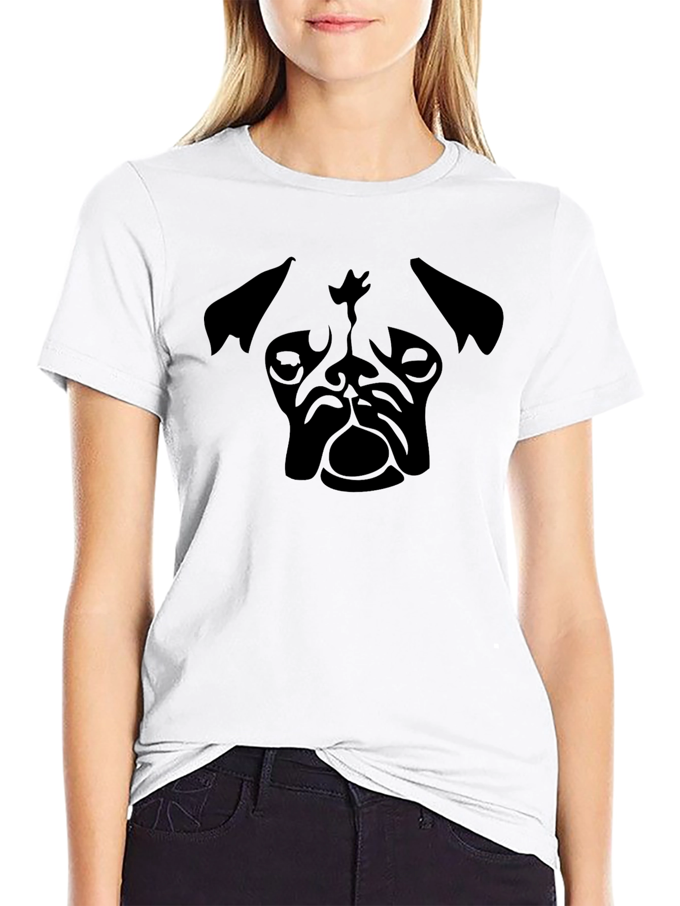 Pug Graphic Print Crew Neck T-Shirt
