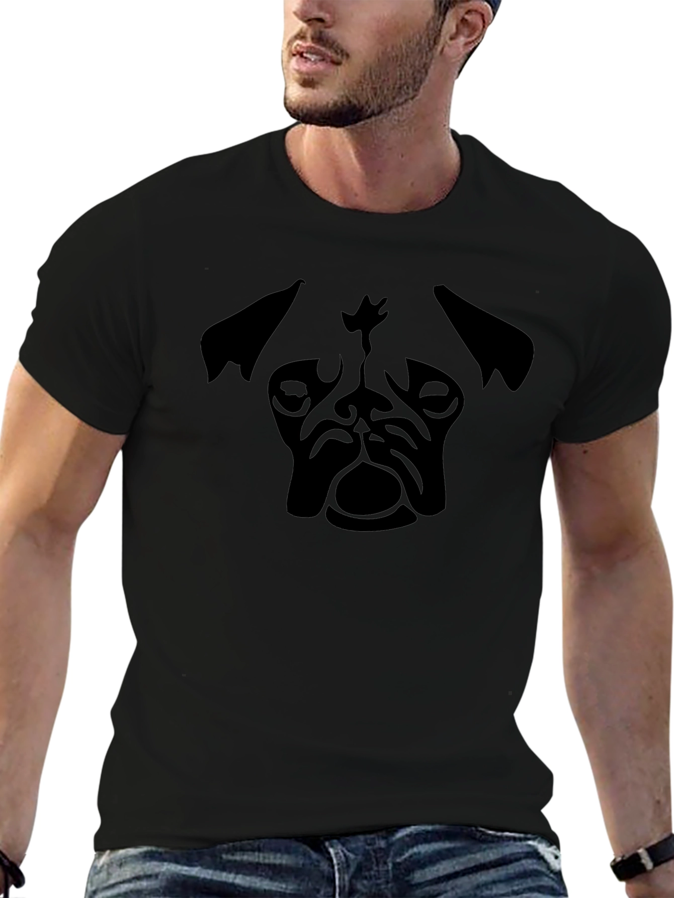 Pug Graphic Print Crew Neck T-Shirt