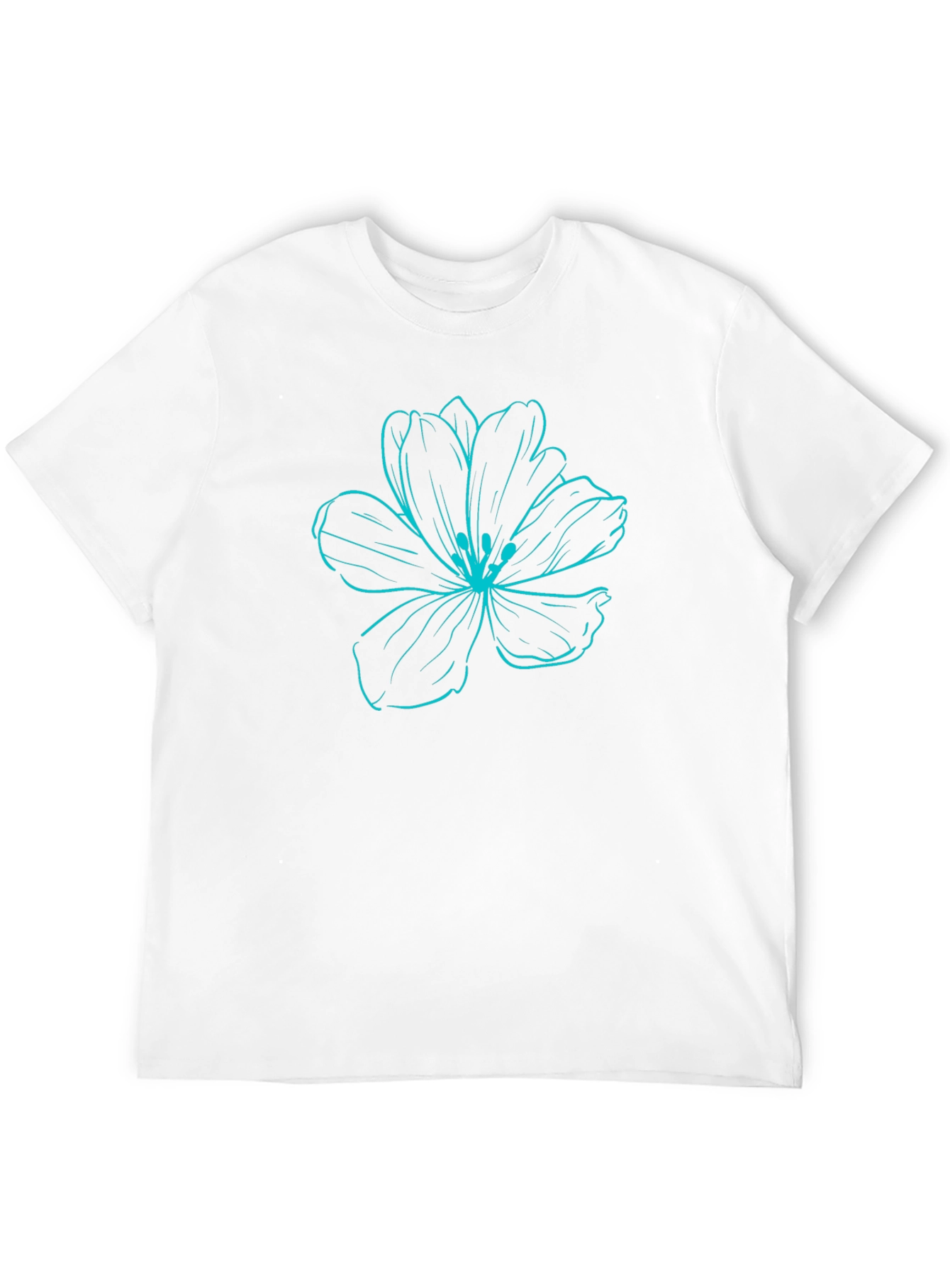 Black T-Shirt with Blue Flower Graphic