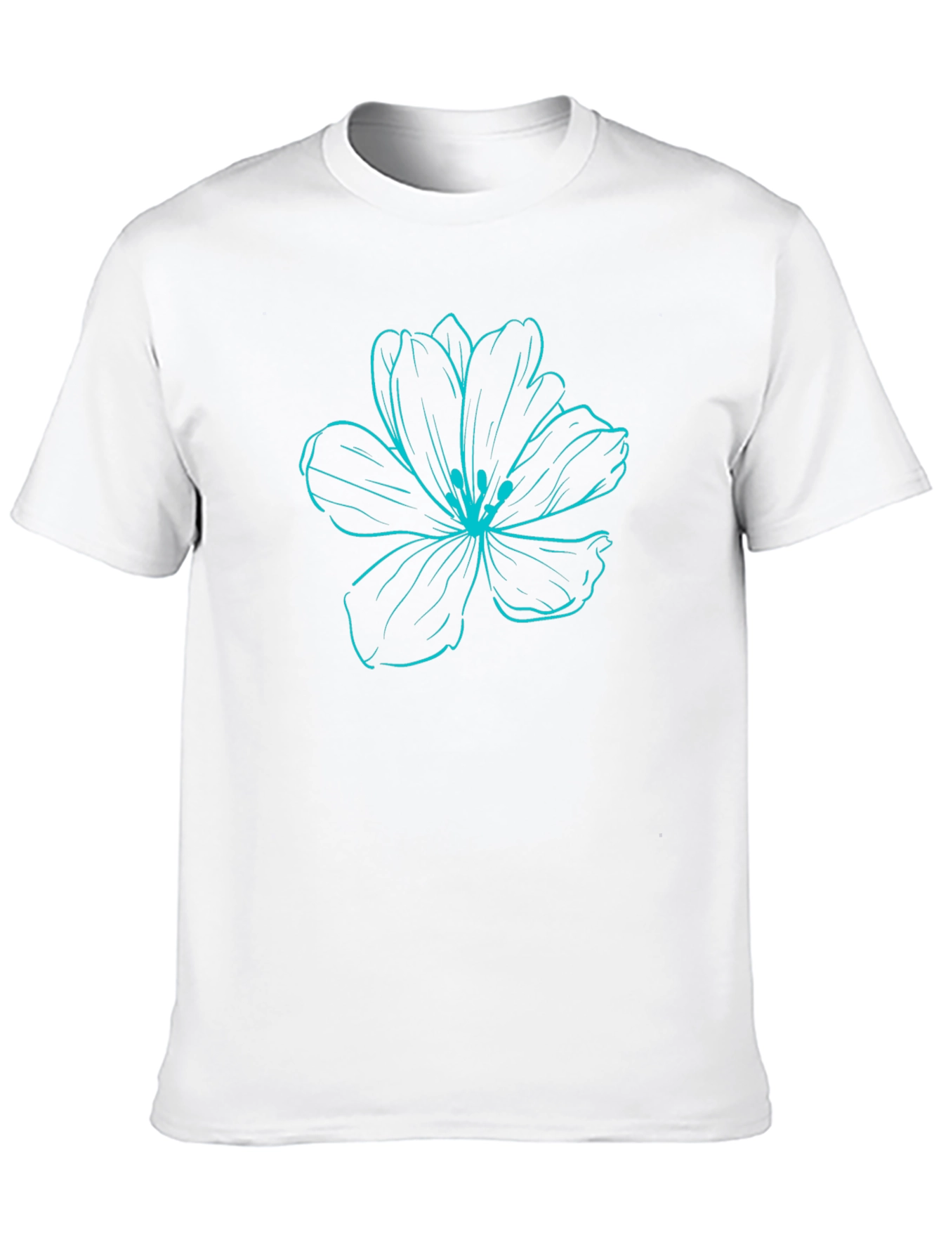 Black T-Shirt with Blue Flower Graphic