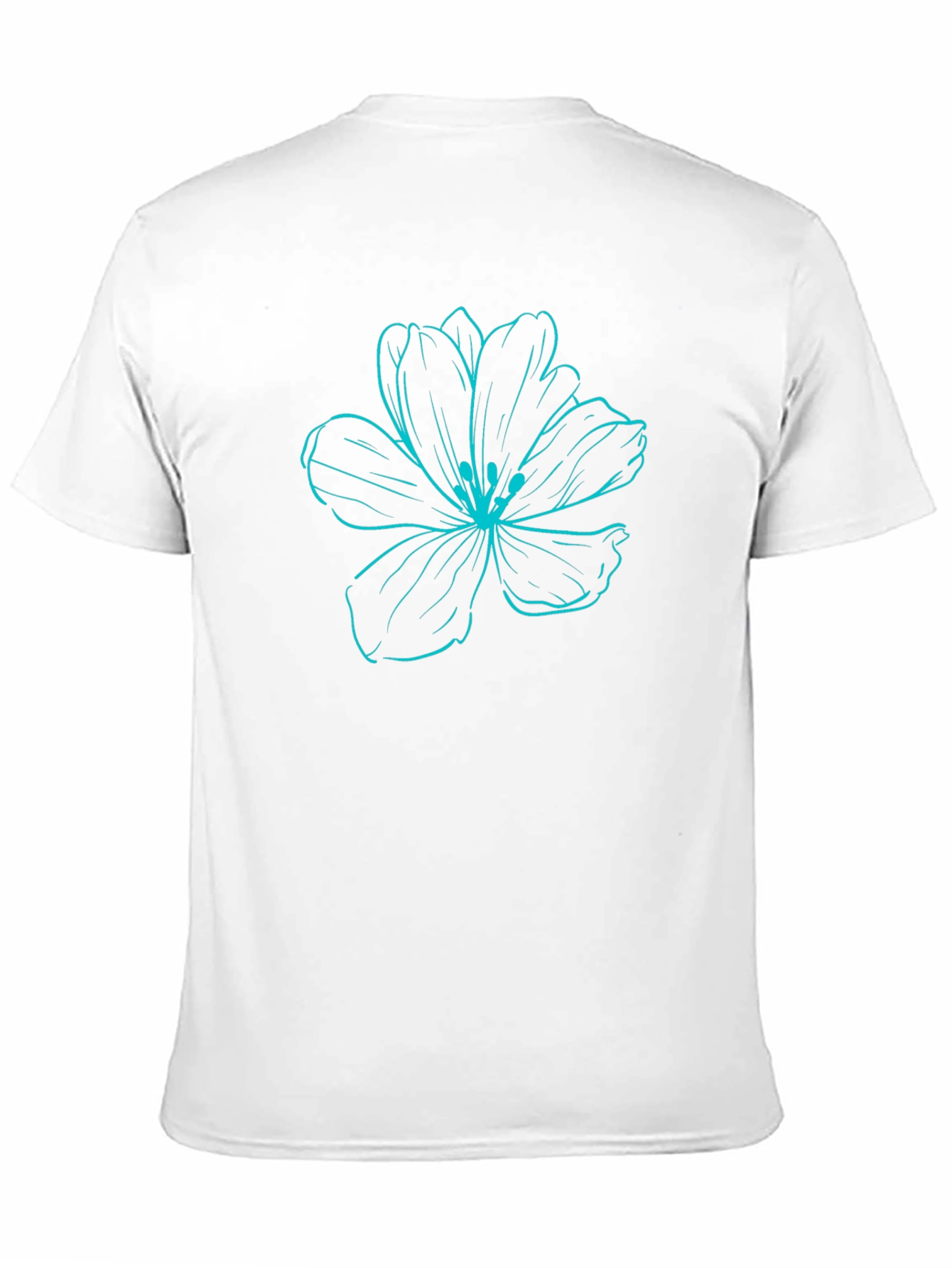 Black T-Shirt with Blue Flower Graphic