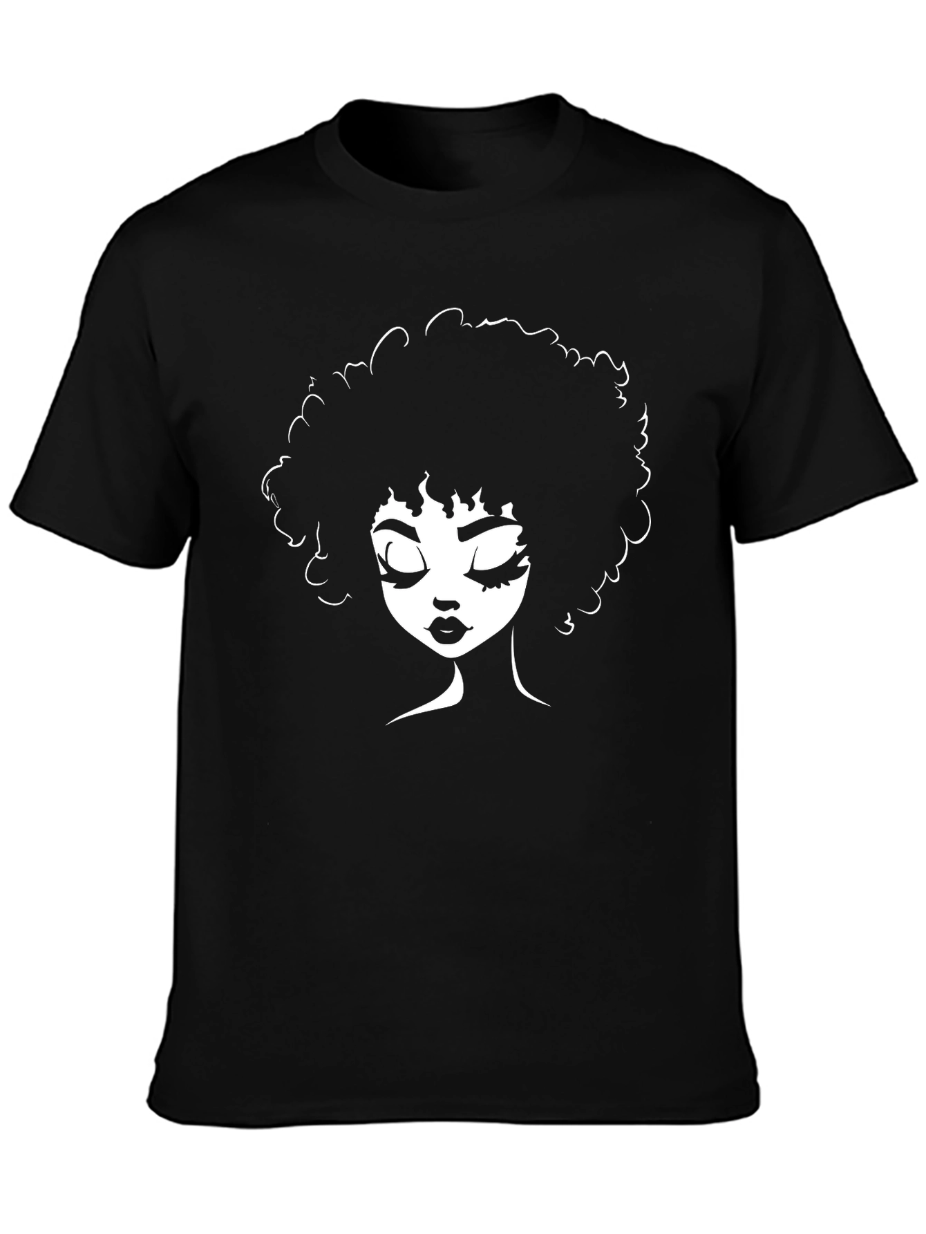 Afro Woman Silhouette Black T-Shirt