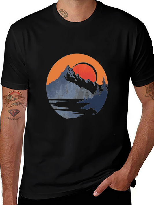 Mountain Sunset Graphic Tee - Nature Adventure Shirt