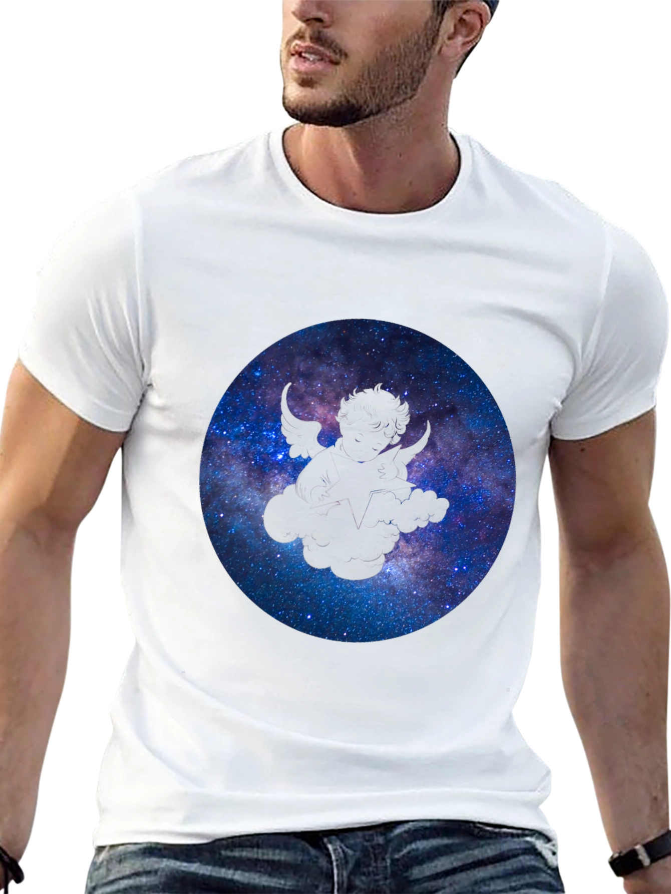 Galaxy Wings Graphic Black Tee