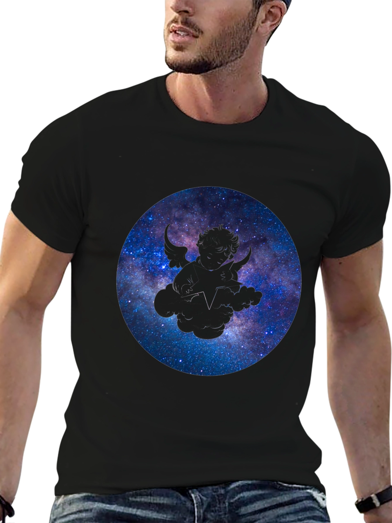 Galaxy Wings Graphic Black Tee