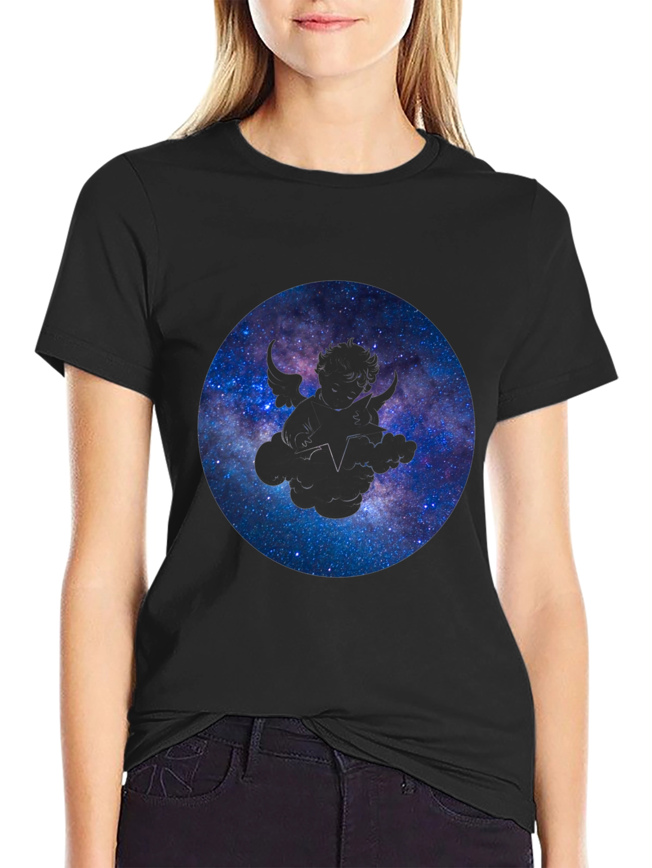 Galaxy Wings Graphic Black Tee