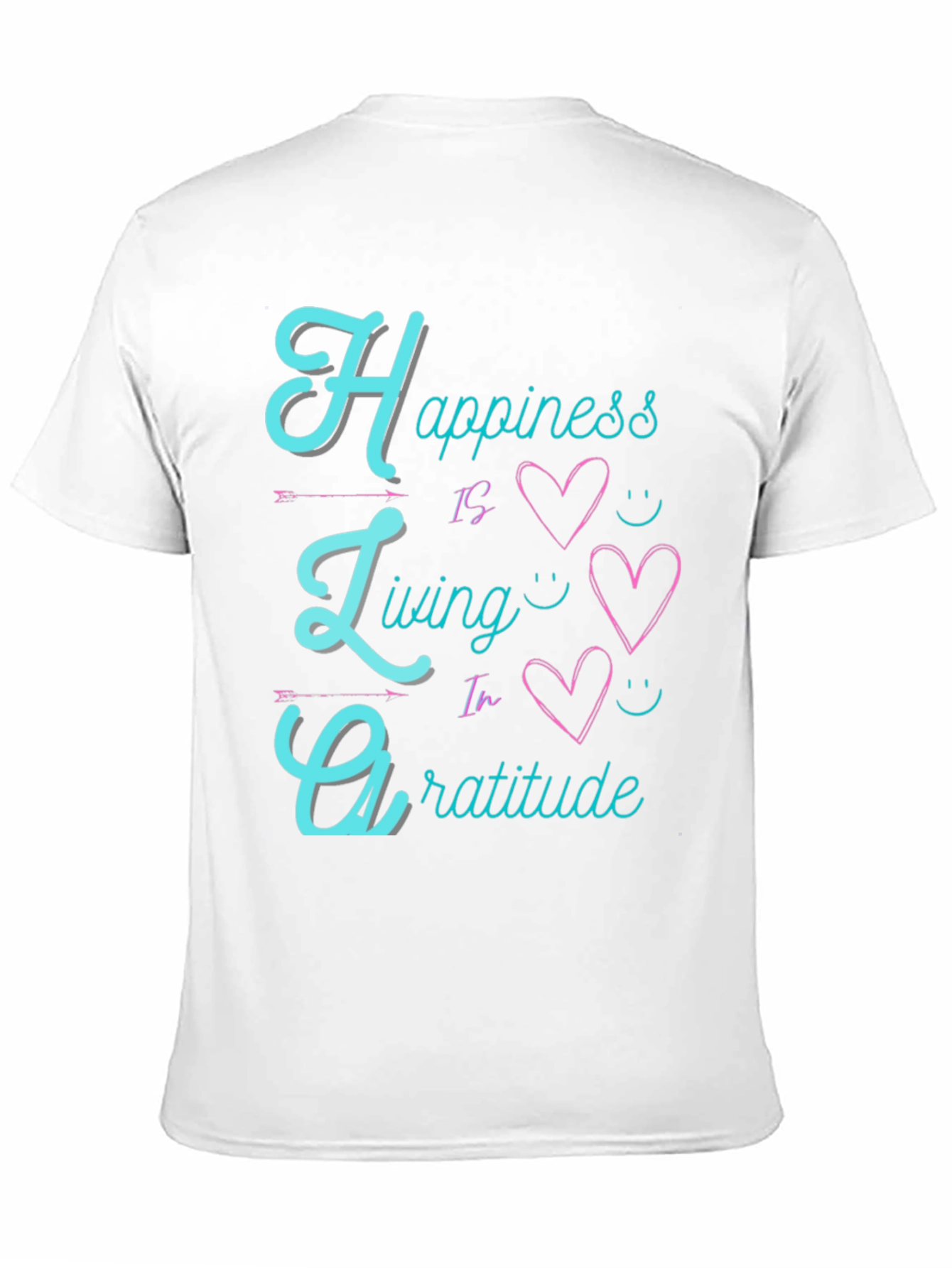 Happiness Living Gratitude Black T-Shirt
