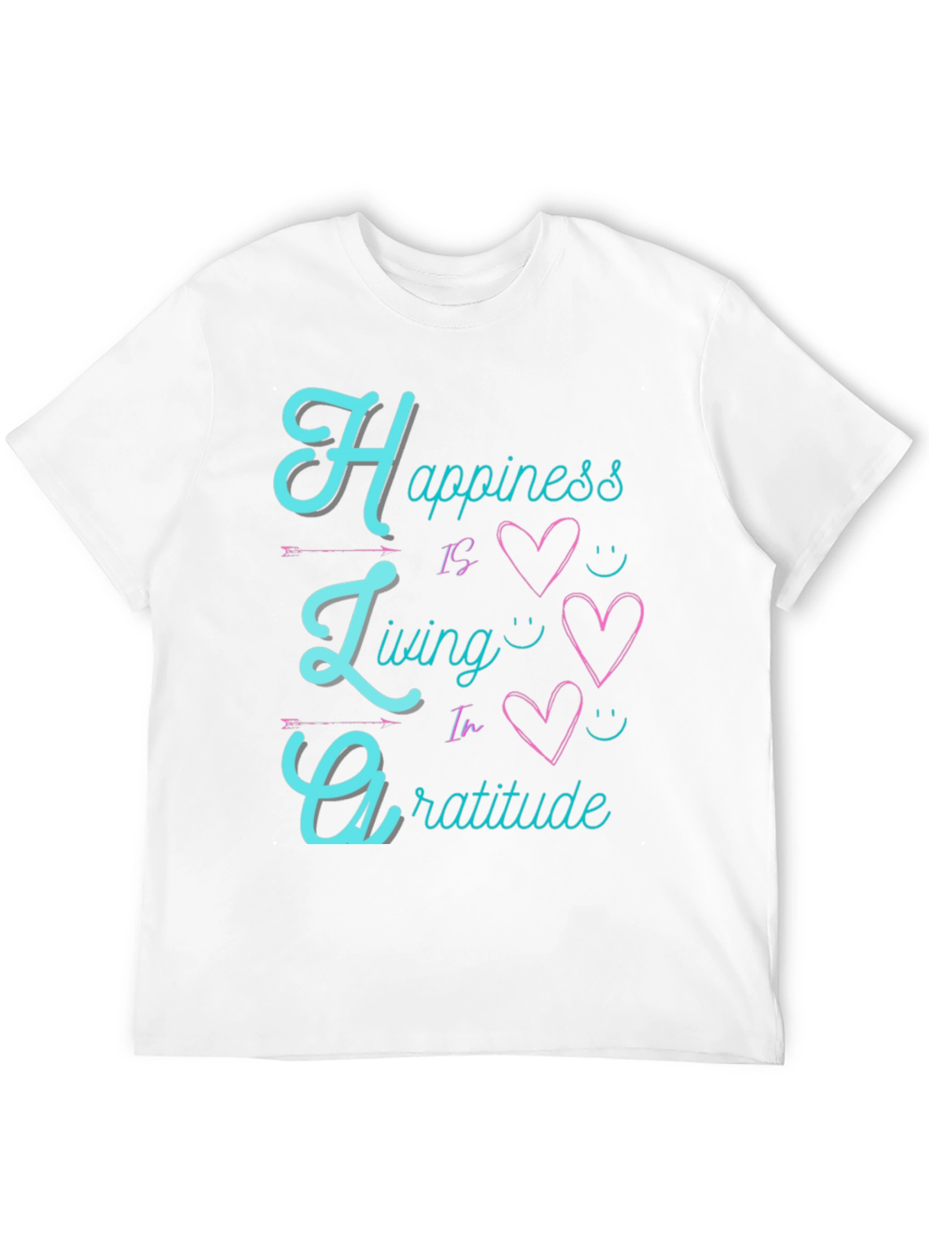 Happiness Living Gratitude Black T-Shirt