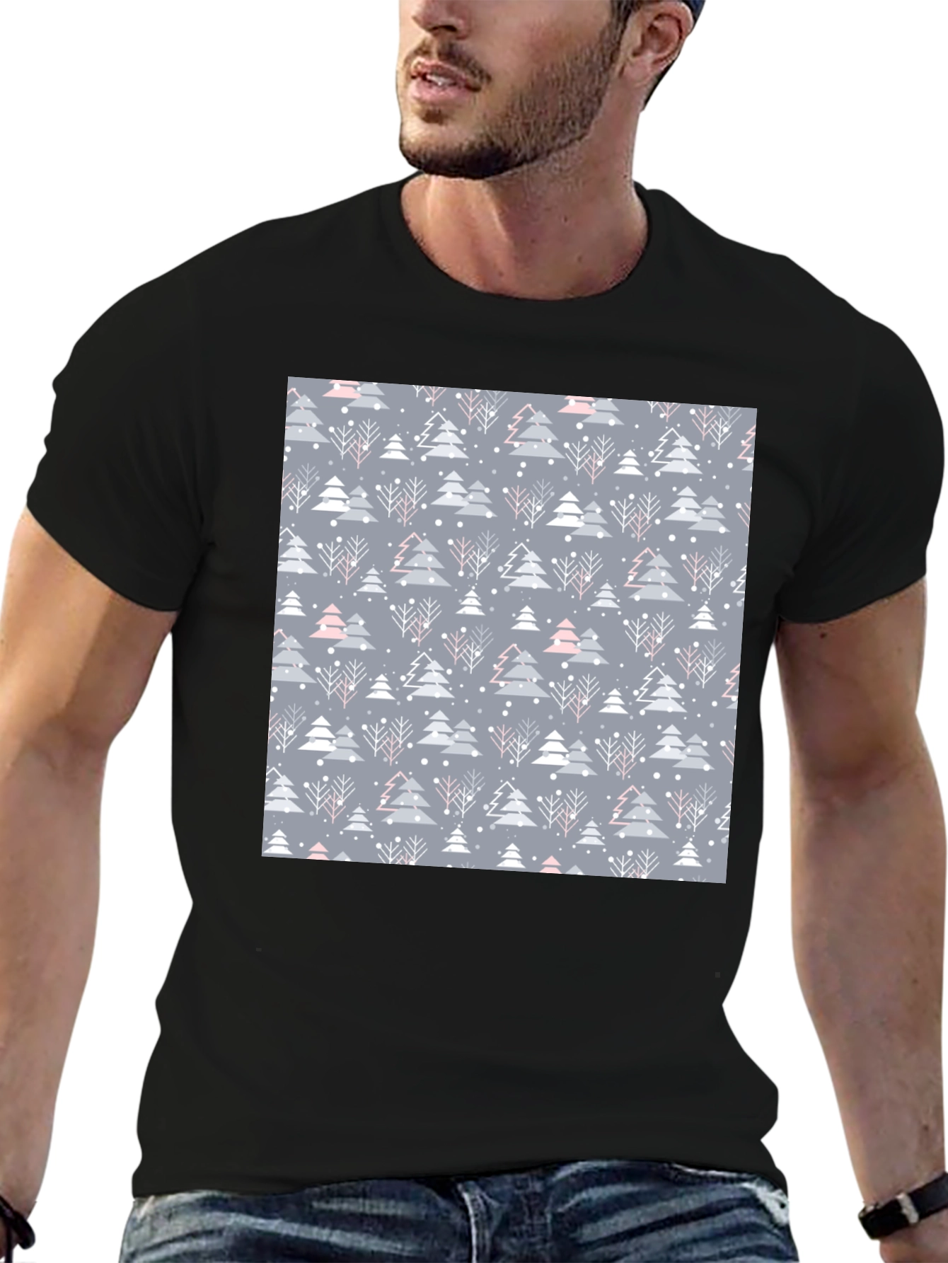 Festive Winter Tree Pattern T-Shirt
