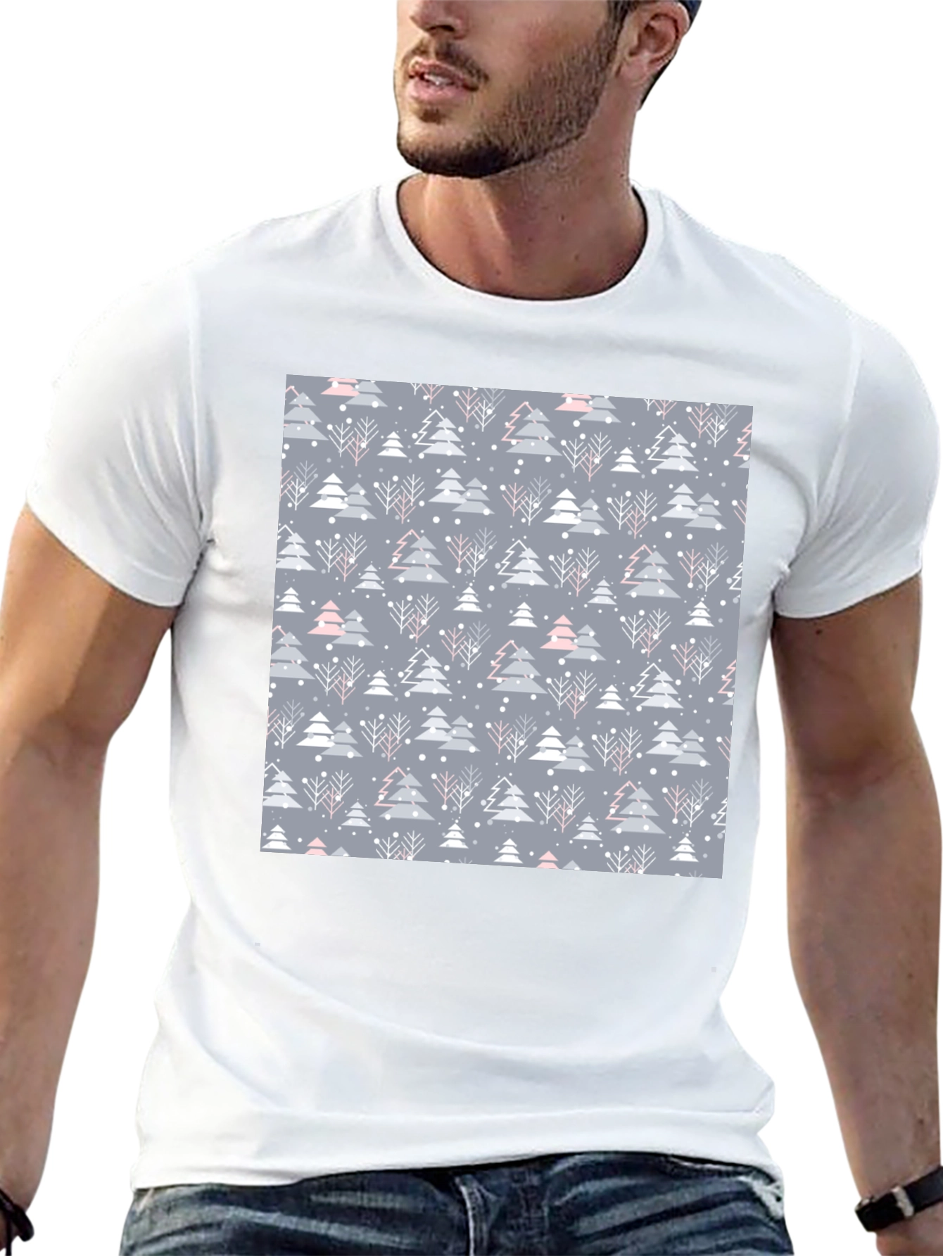 Festive Winter Tree Pattern T-Shirt