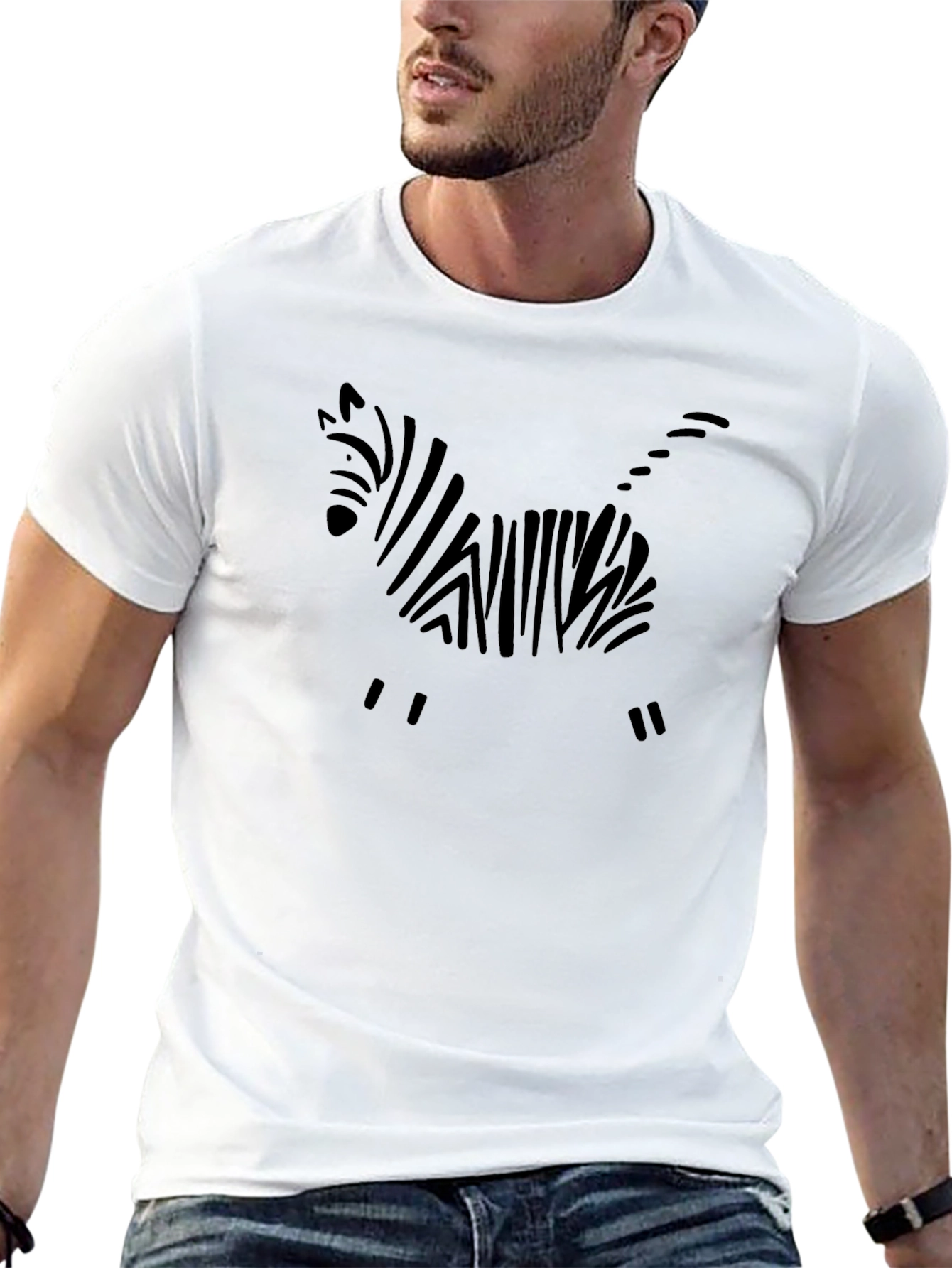 Stylish Zebra Graphic Black T-Shirt