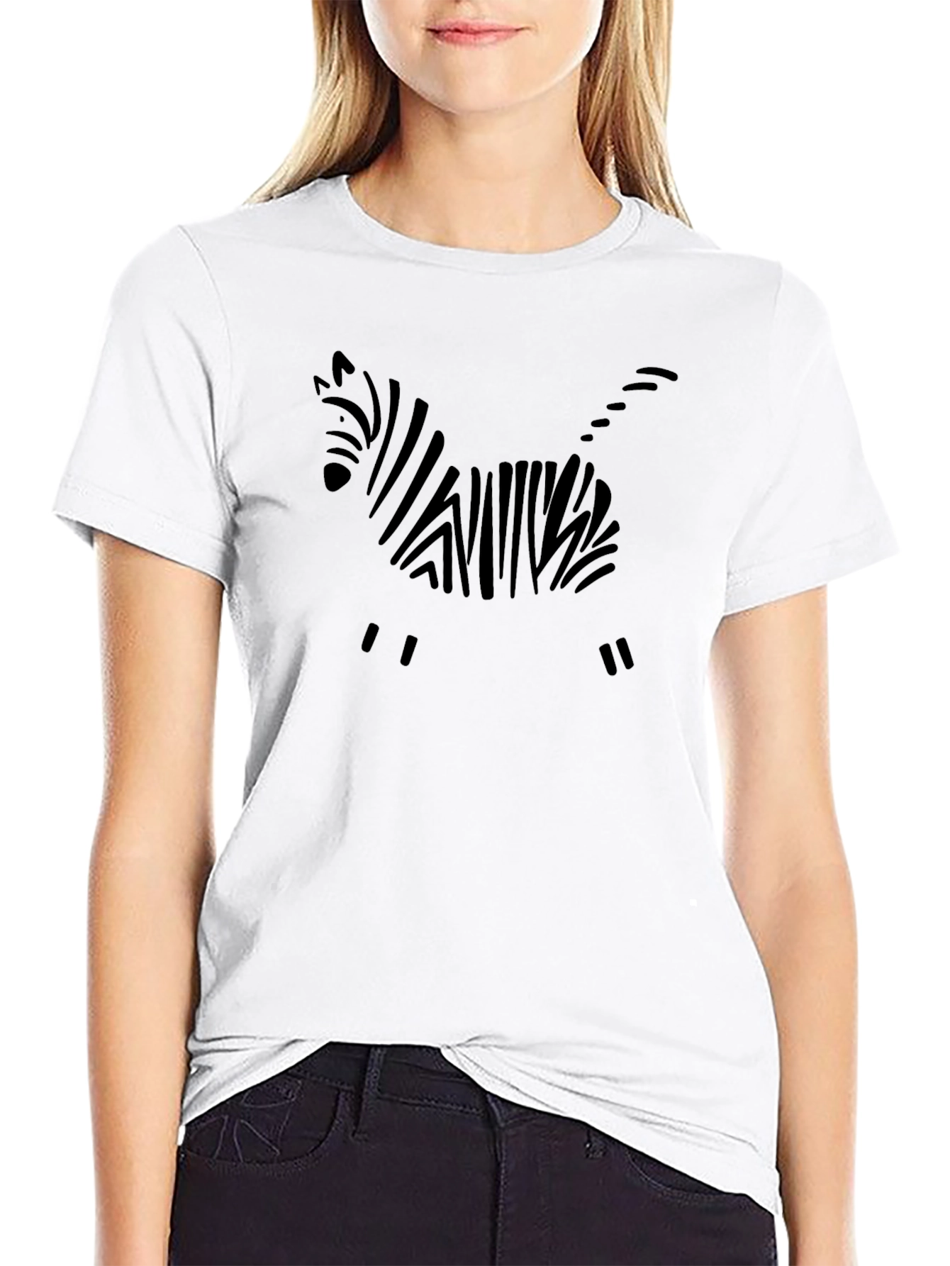 Stylish Zebra Graphic Black T-Shirt