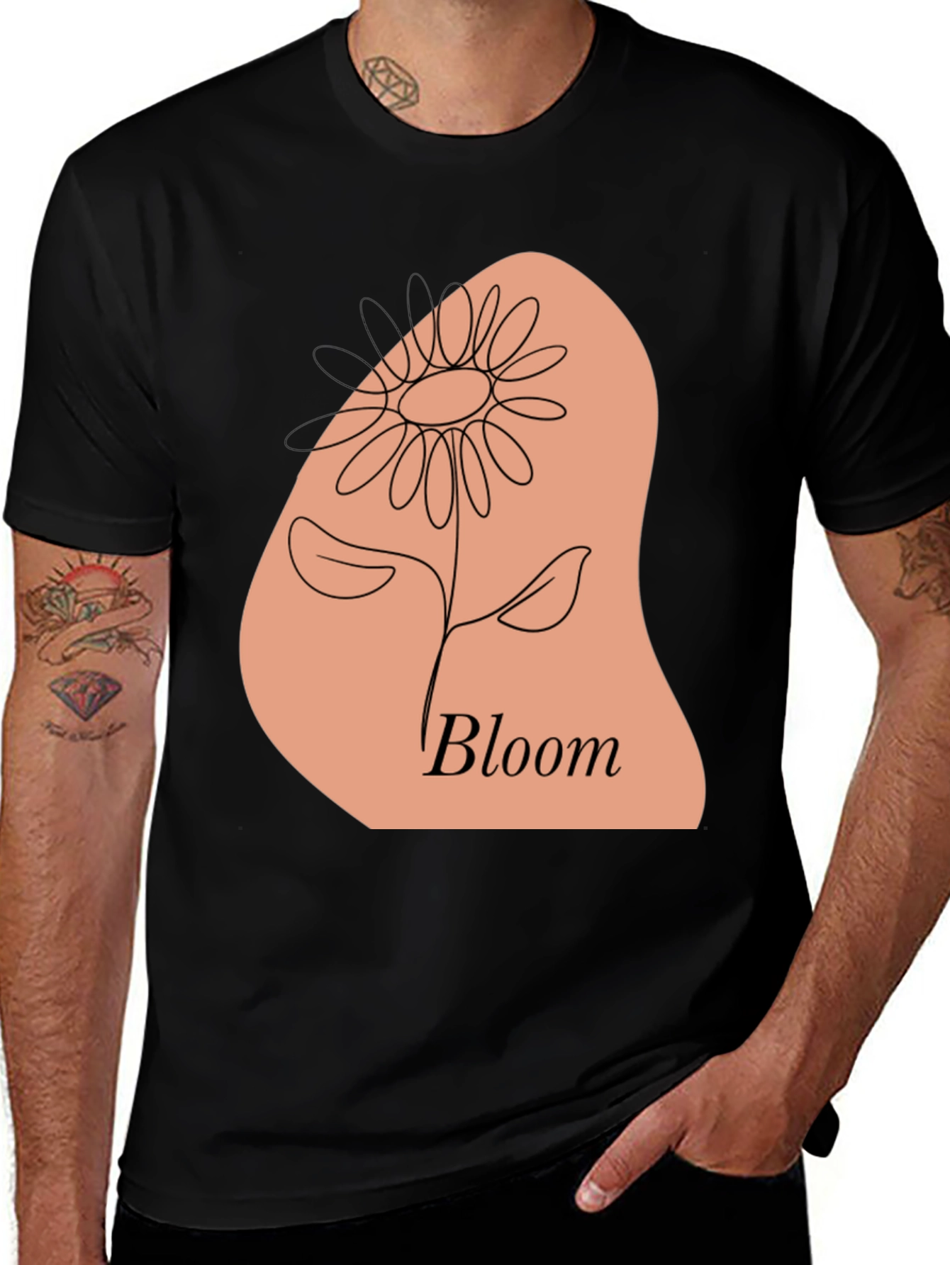 Bloom Flower Graphic Black T-Shirt