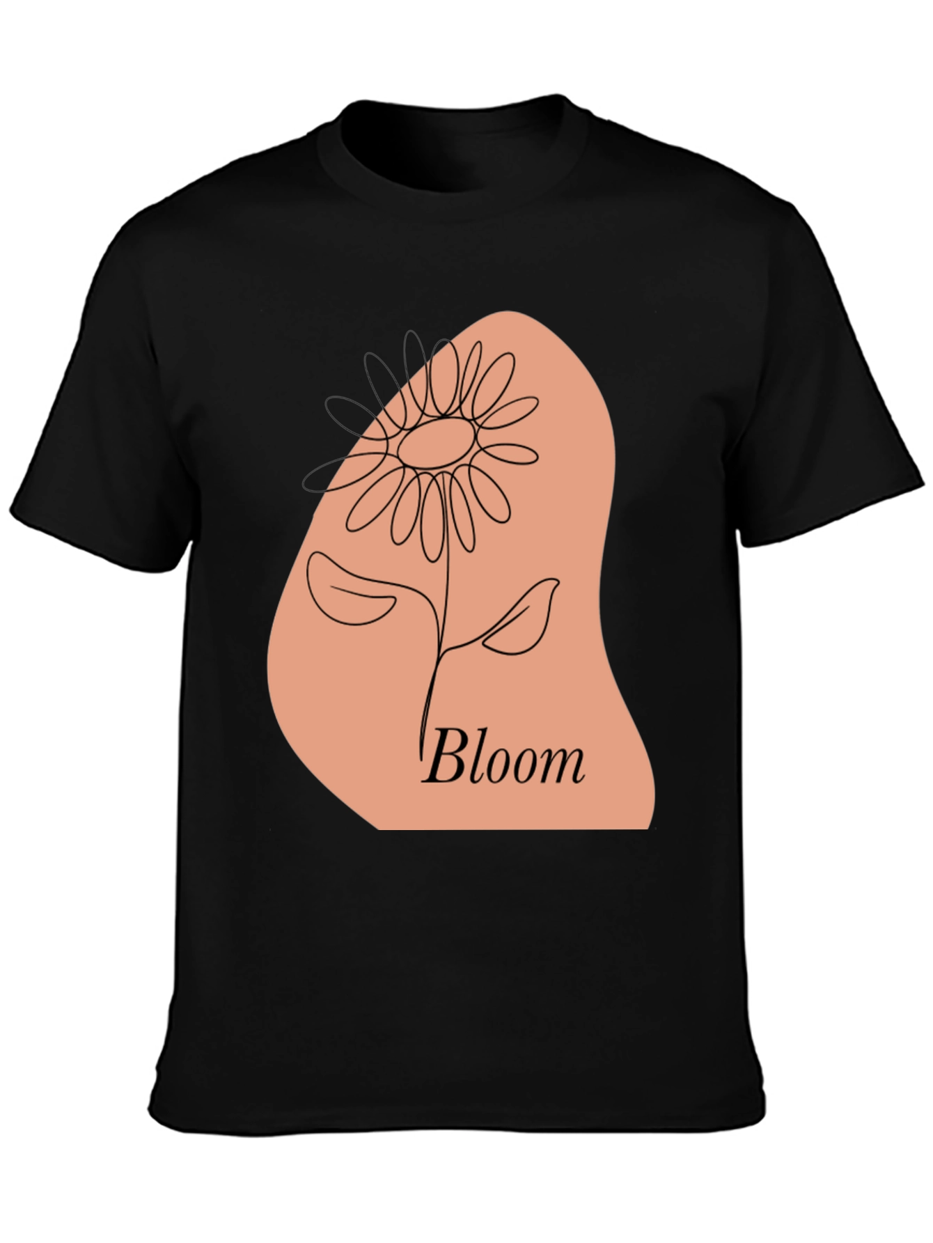 Bloom Flower Graphic Black T-Shirt
