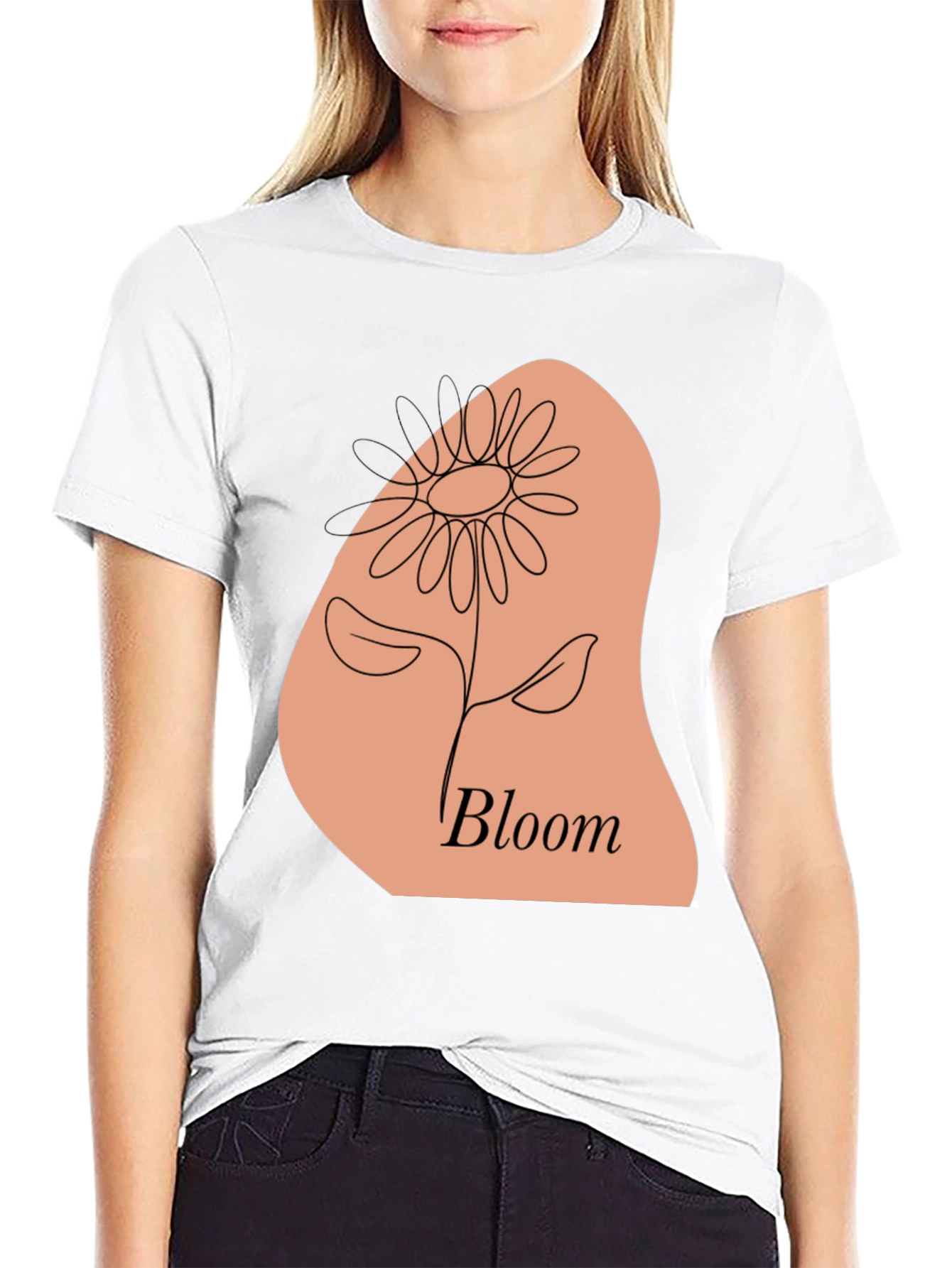 Bloom Flower Graphic Black T-Shirt