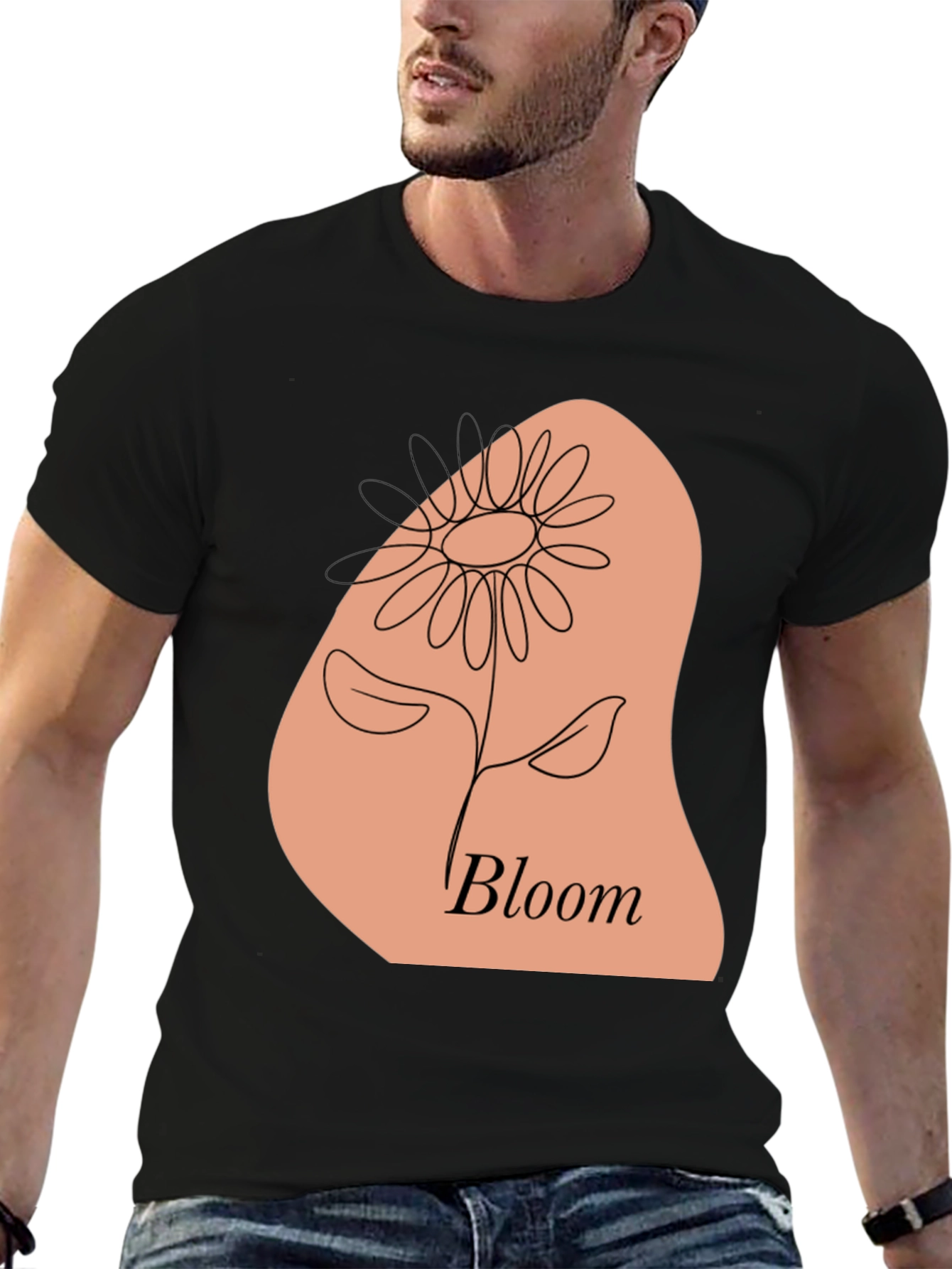 Bloom Flower Graphic Black T-Shirt