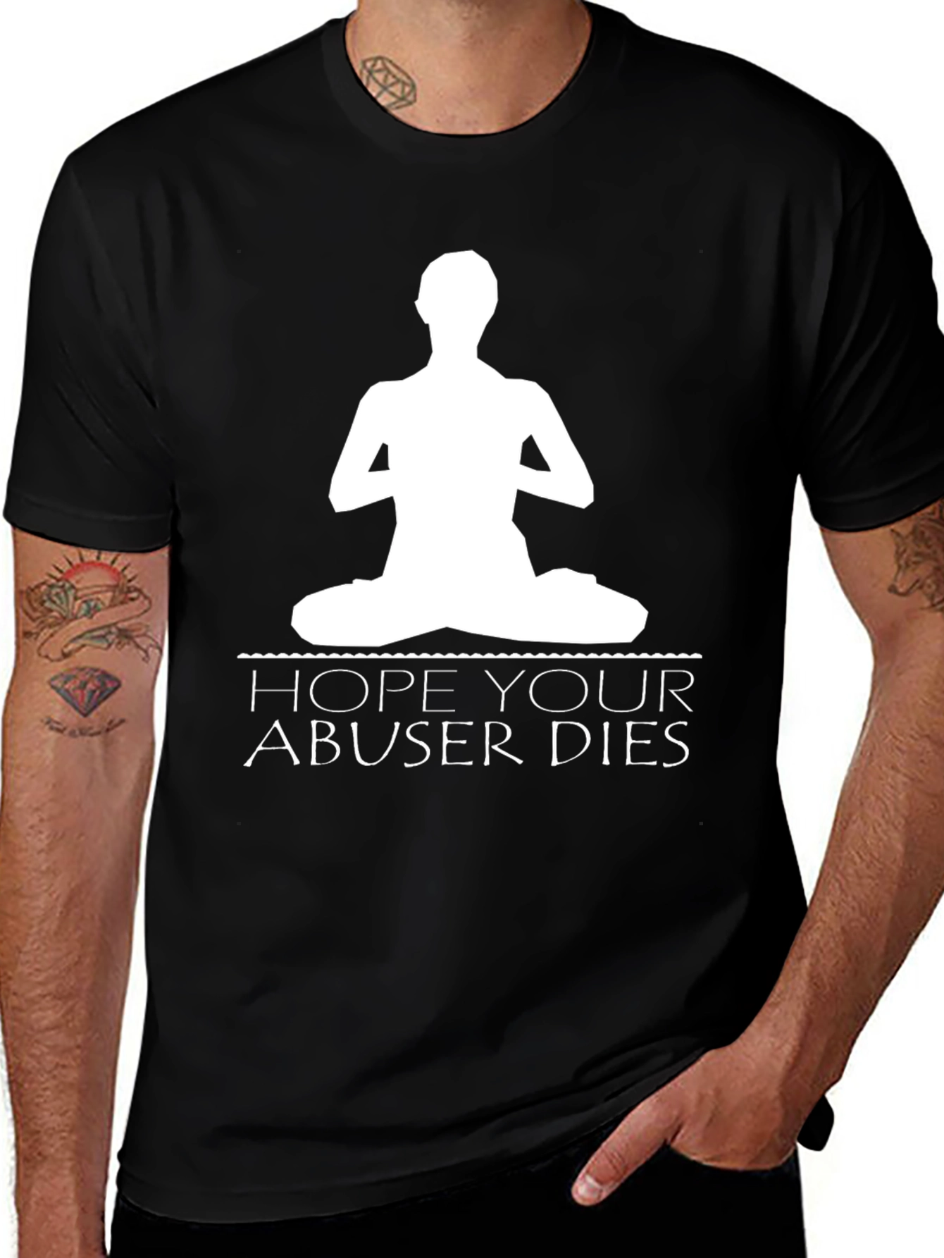 Yoga Hope Your Abuser Dies Black T-Shirt