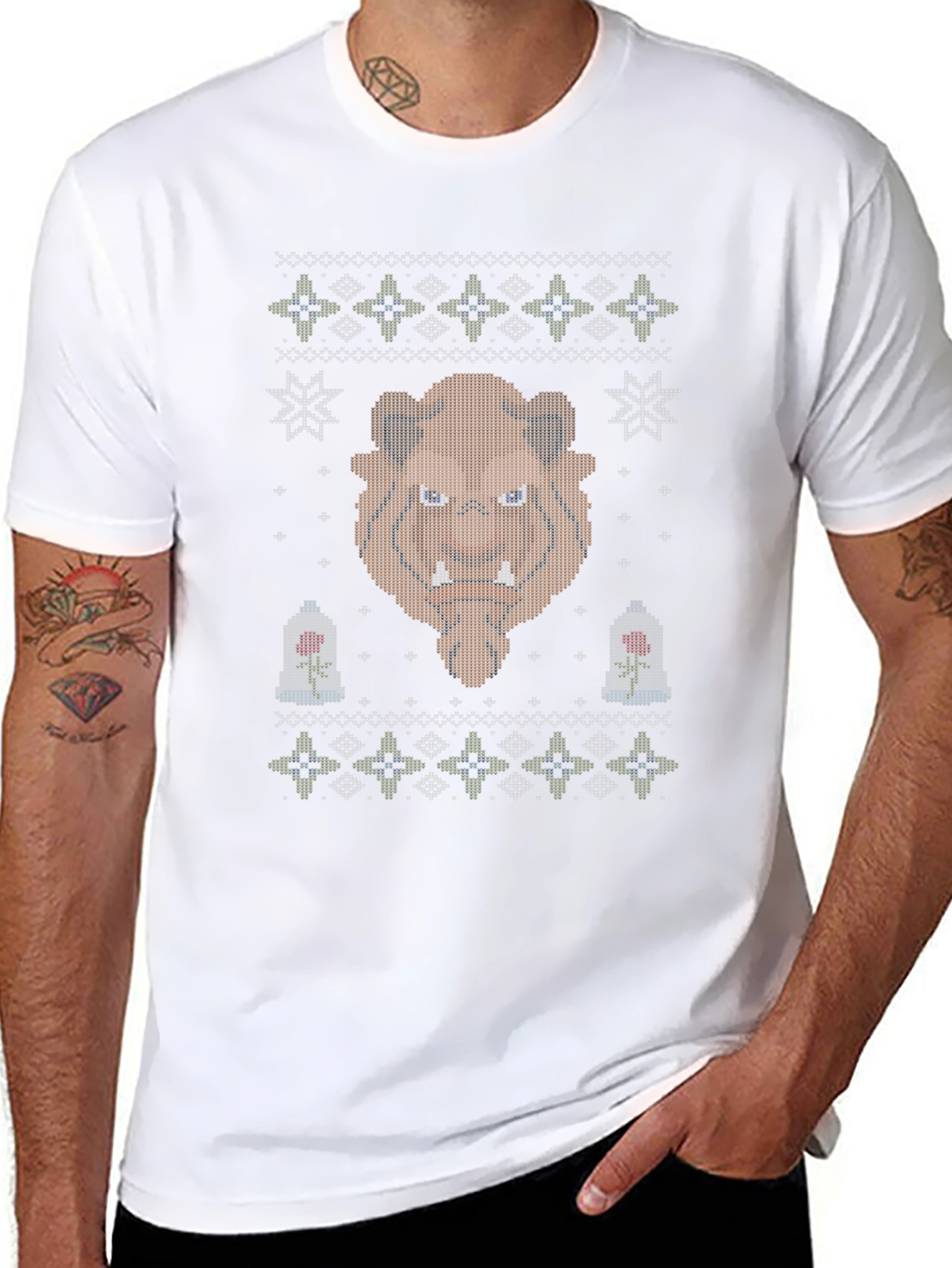 Beauty and the Beast Ugly Christmas Sweater T-Shirt