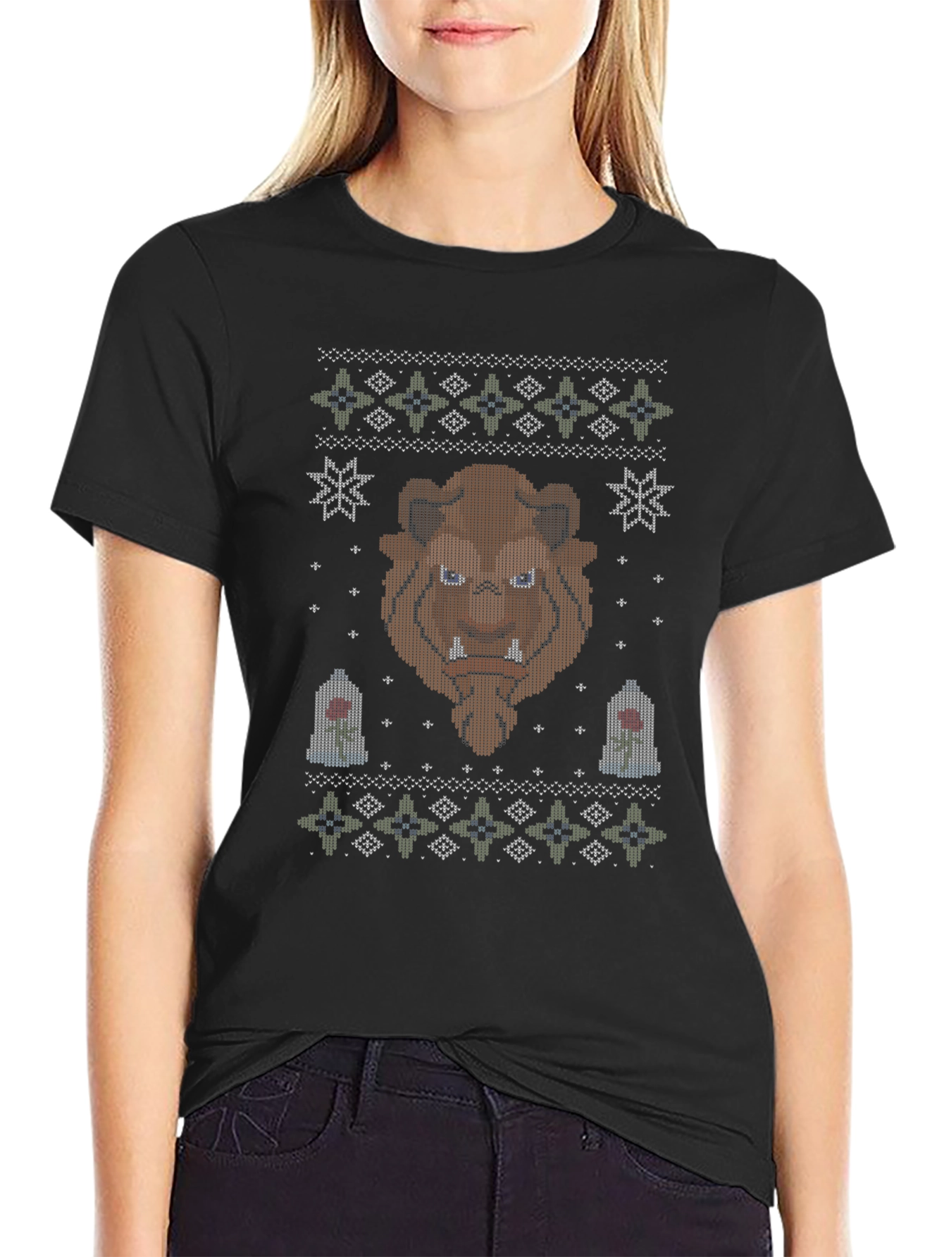 Beauty and the Beast Ugly Christmas Sweater T-Shirt