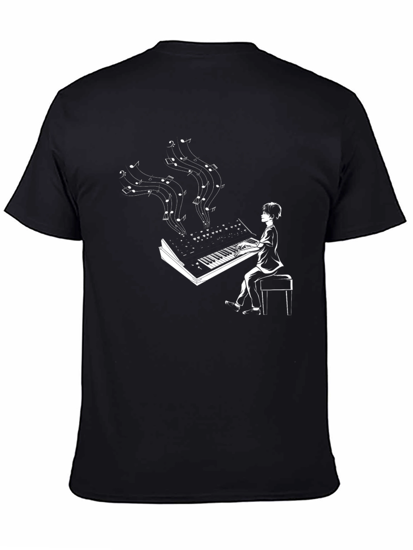 Pianist Graphic Tee - Music Lovers Black T-Shirt