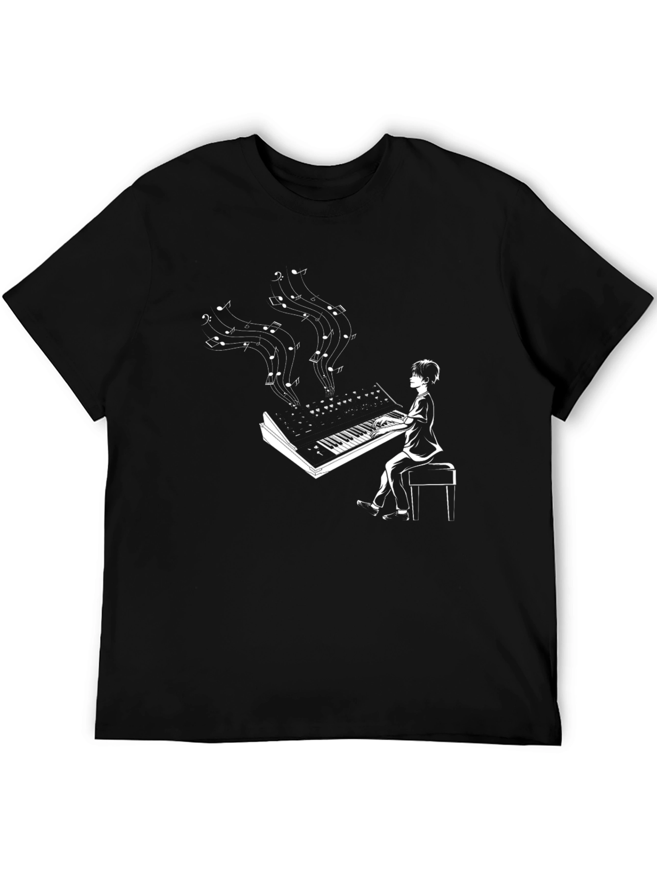 Pianist Graphic Tee - Music Lovers Black T-Shirt