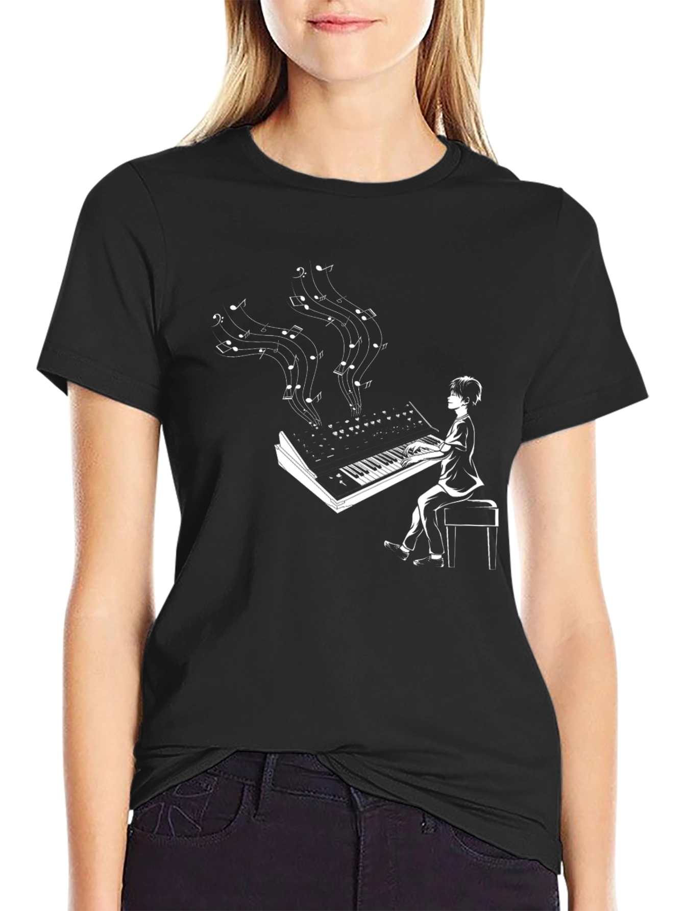 Pianist Graphic Tee - Music Lovers Black T-Shirt