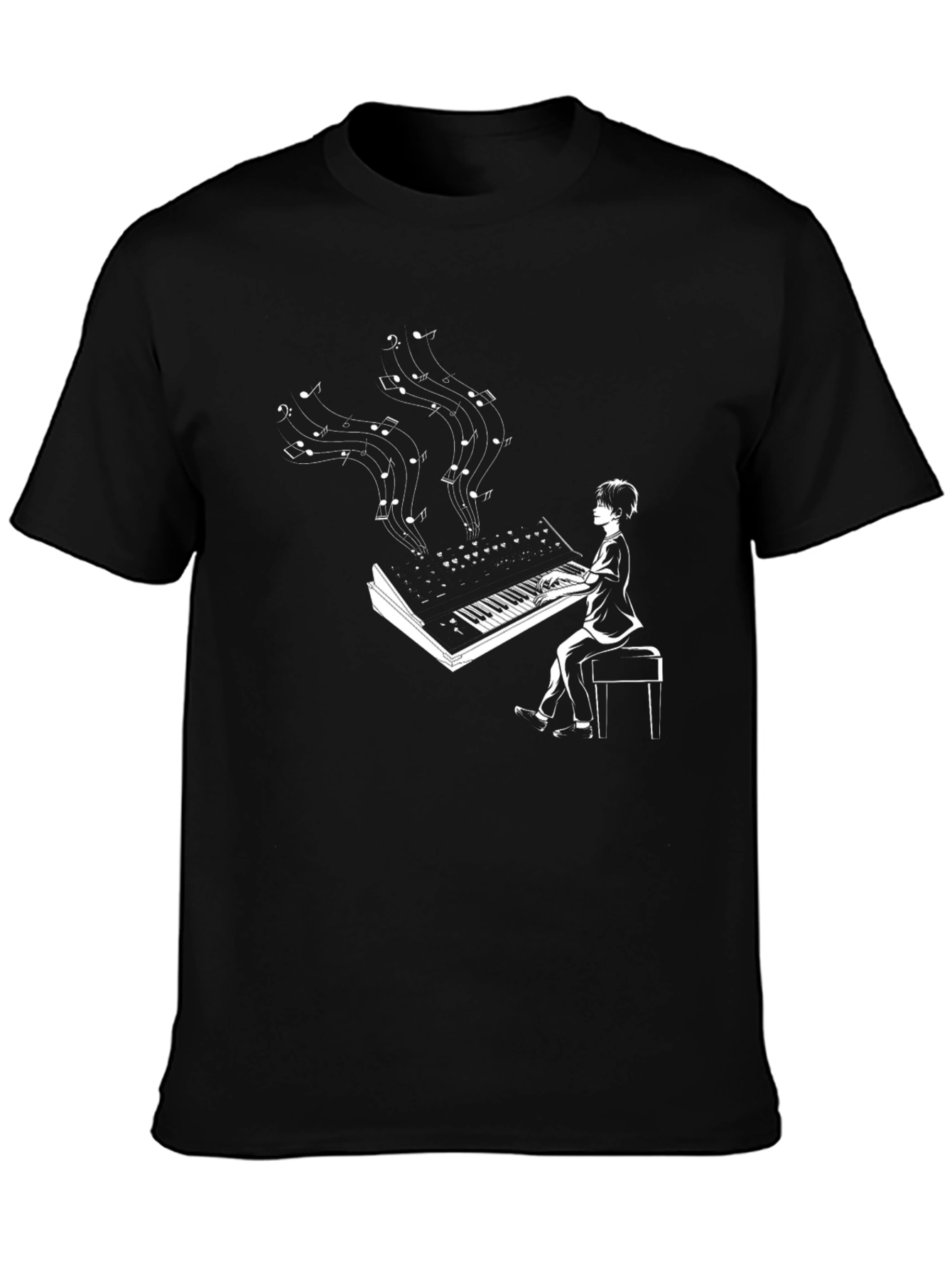 Pianist Graphic Tee - Music Lovers Black T-Shirt