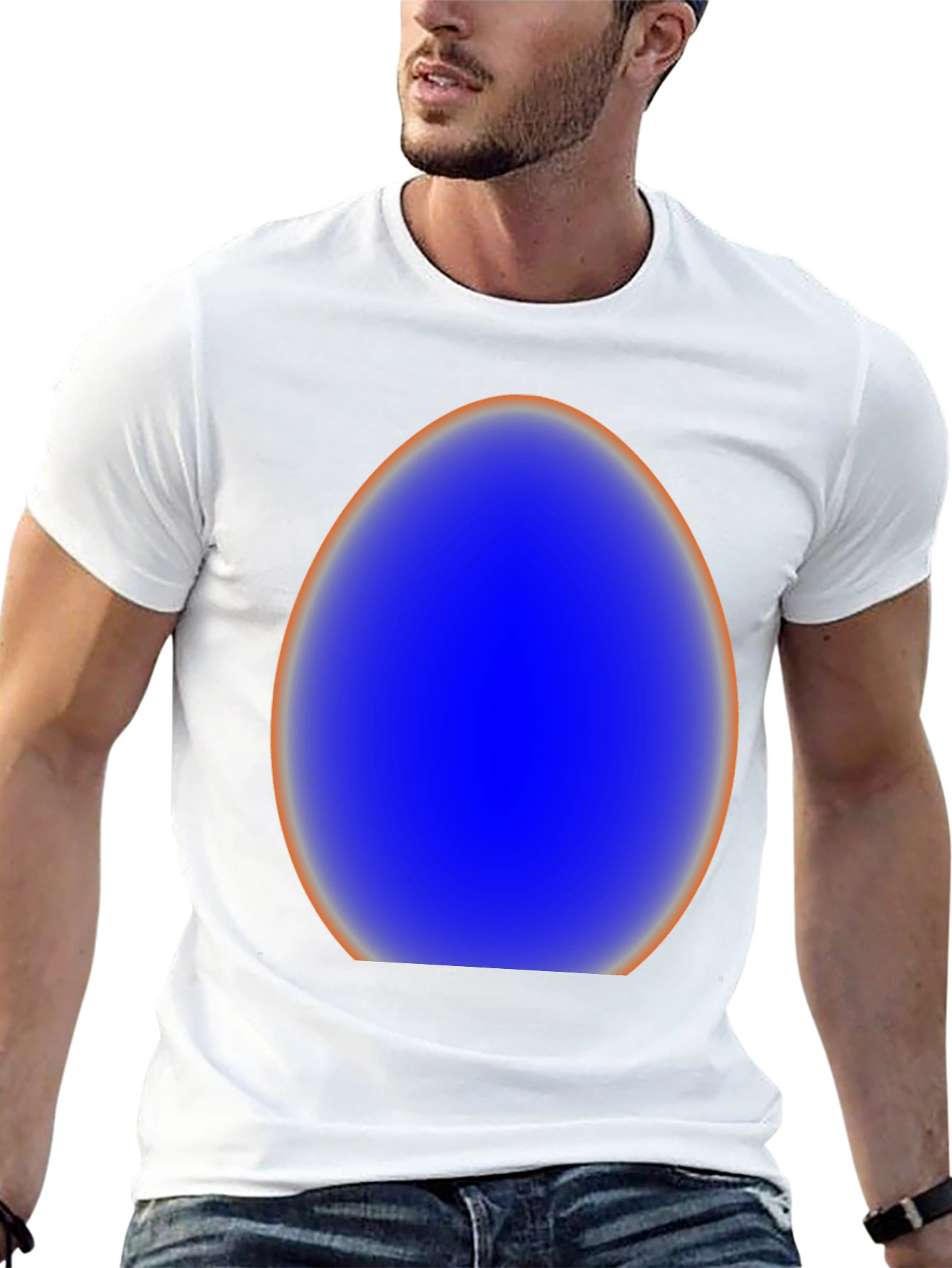 Abstract Blue Egg Graphic Tee - Modern Style