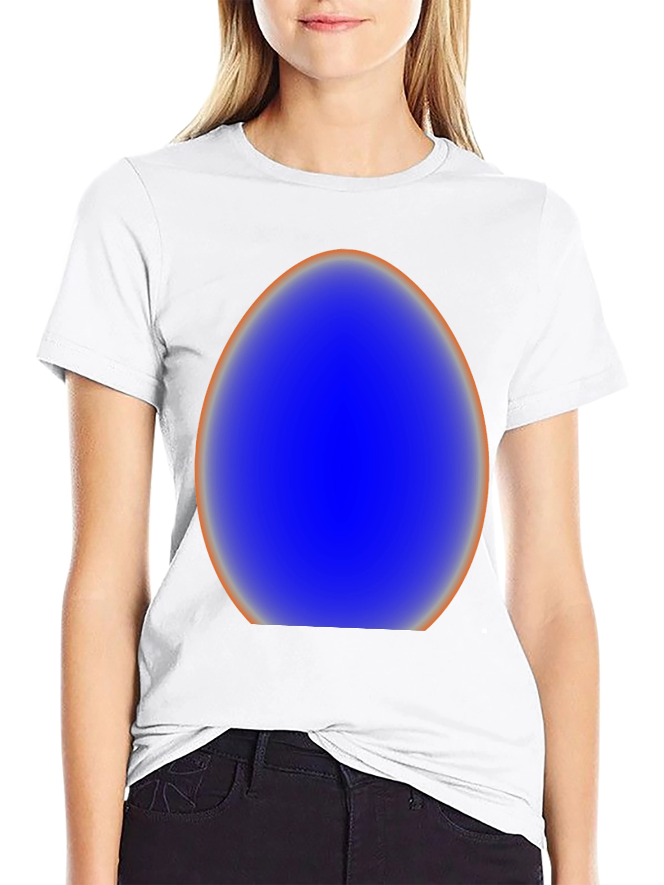 Abstract Blue Egg Graphic Tee - Modern Style