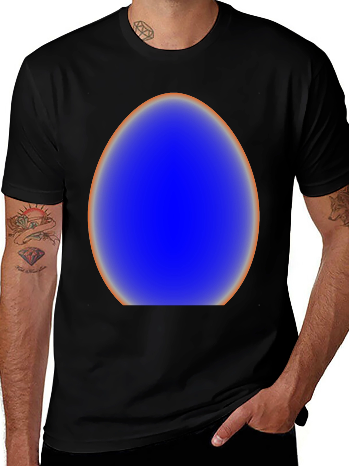 Abstract Blue Egg Graphic Tee - Modern Style