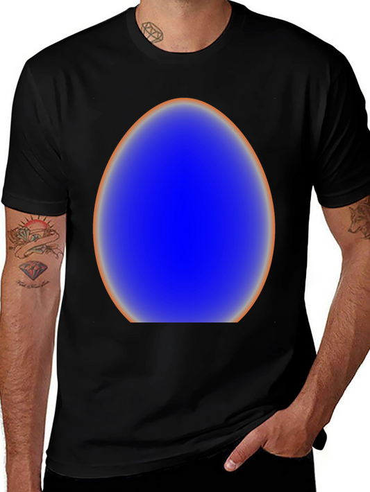 Abstract Blue Egg Graphic Tee - Modern Style