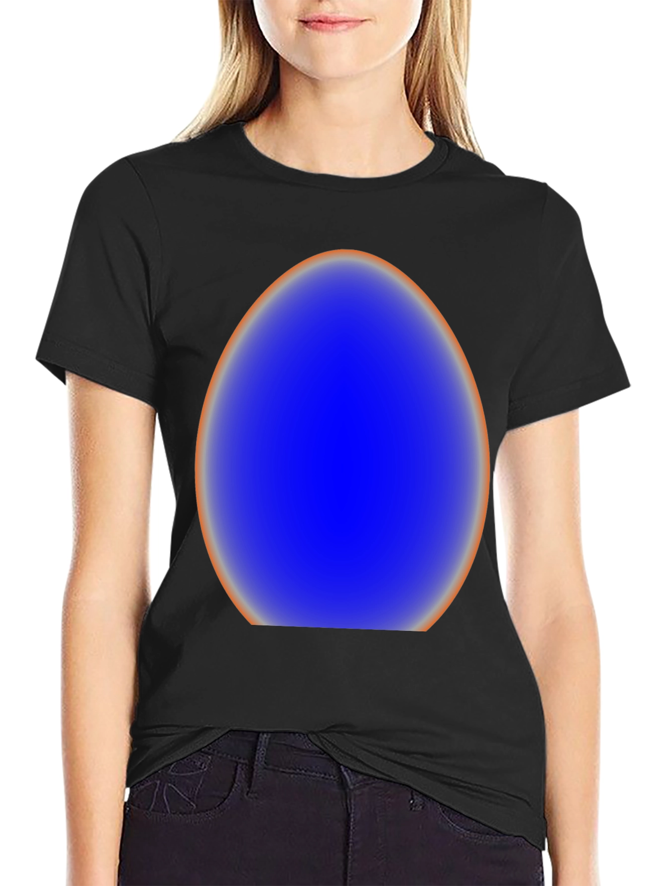 Abstract Blue Egg Graphic Tee - Modern Style