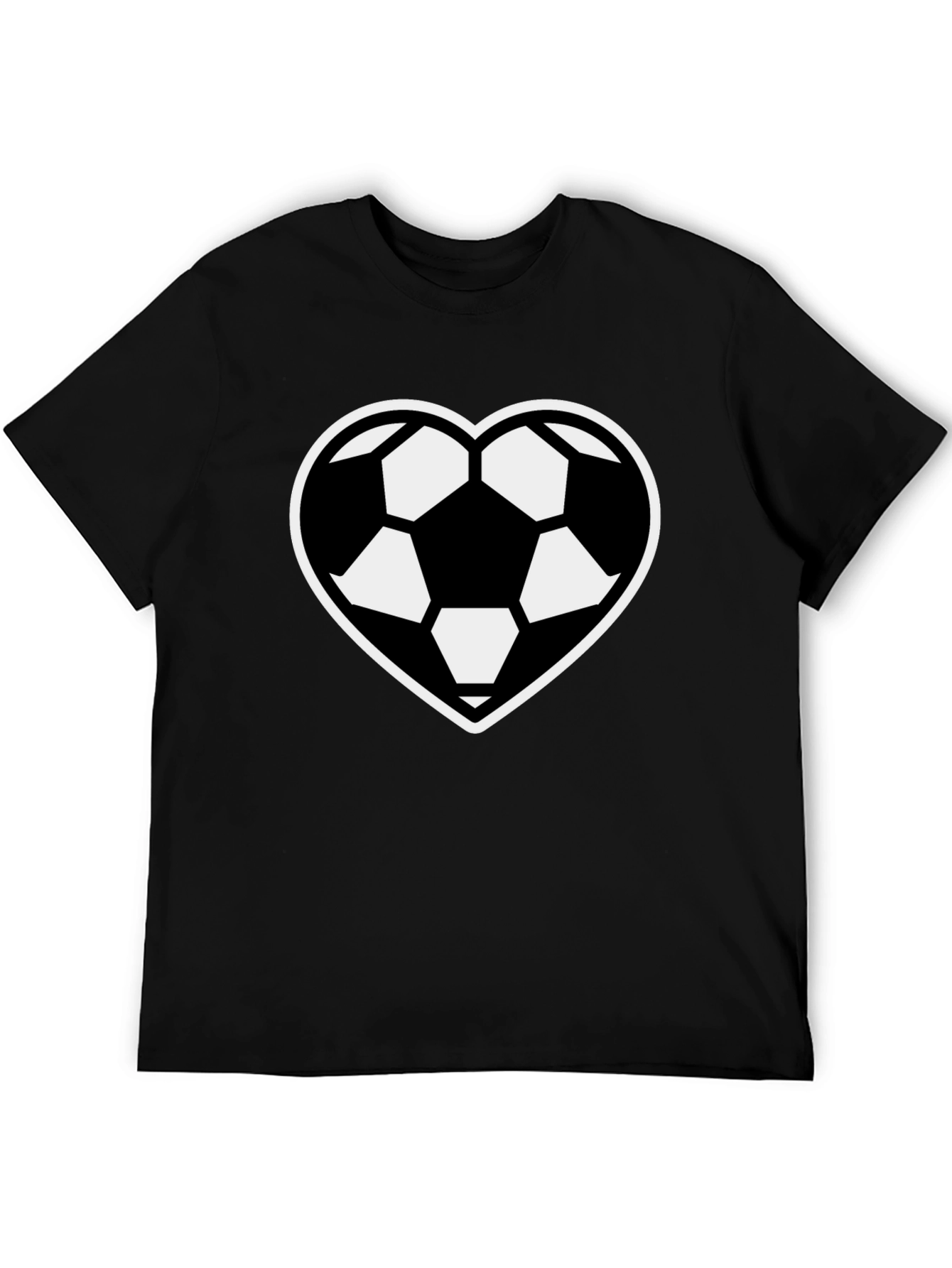 Soccer Heart T-Shirt - Black Sporty Casual