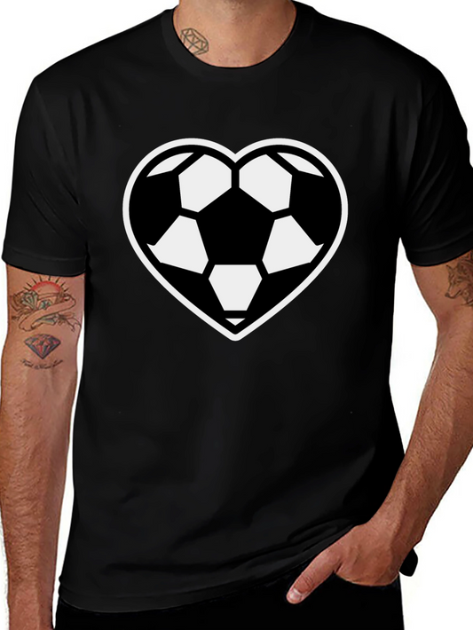 Soccer Heart T-Shirt - Black Sporty Casual