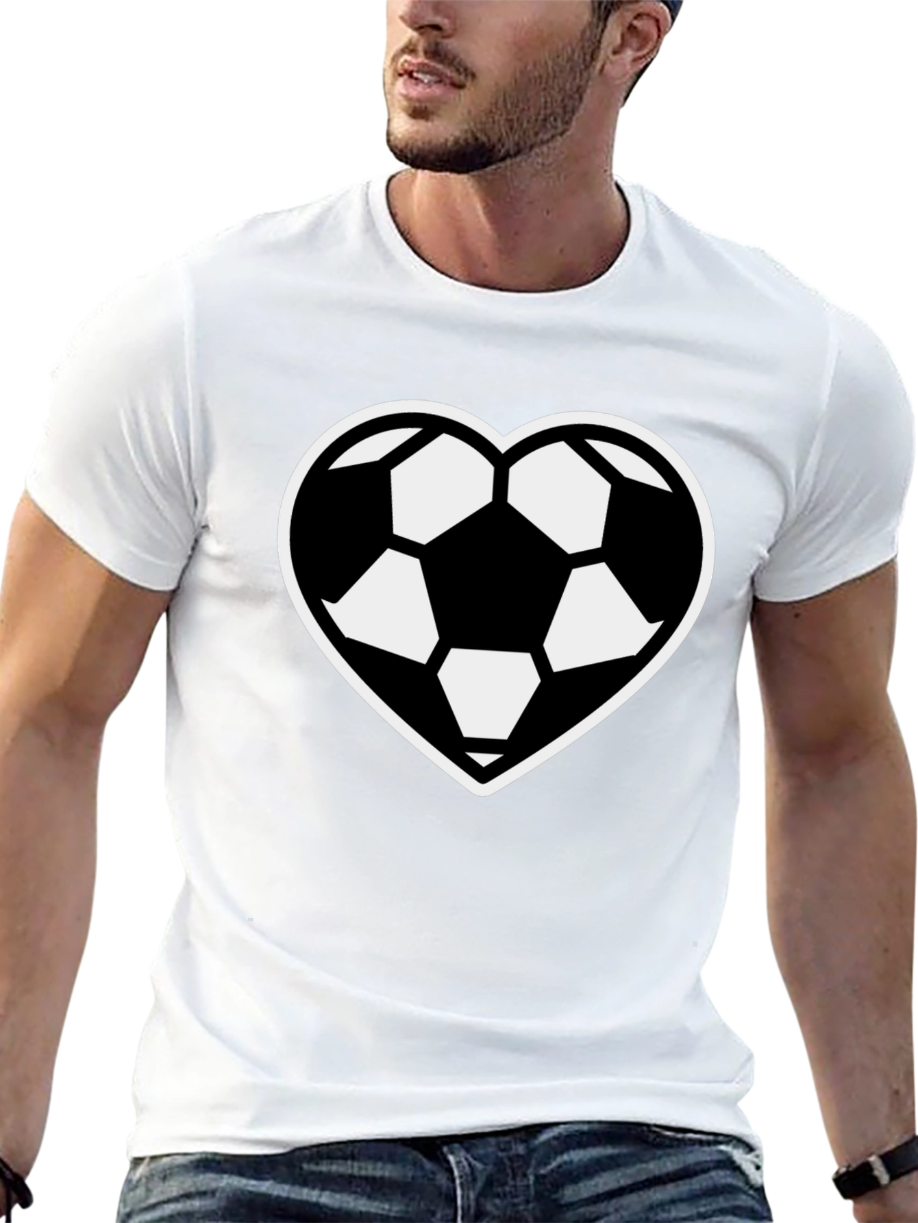 Soccer Heart T-Shirt - Black Sporty Casual