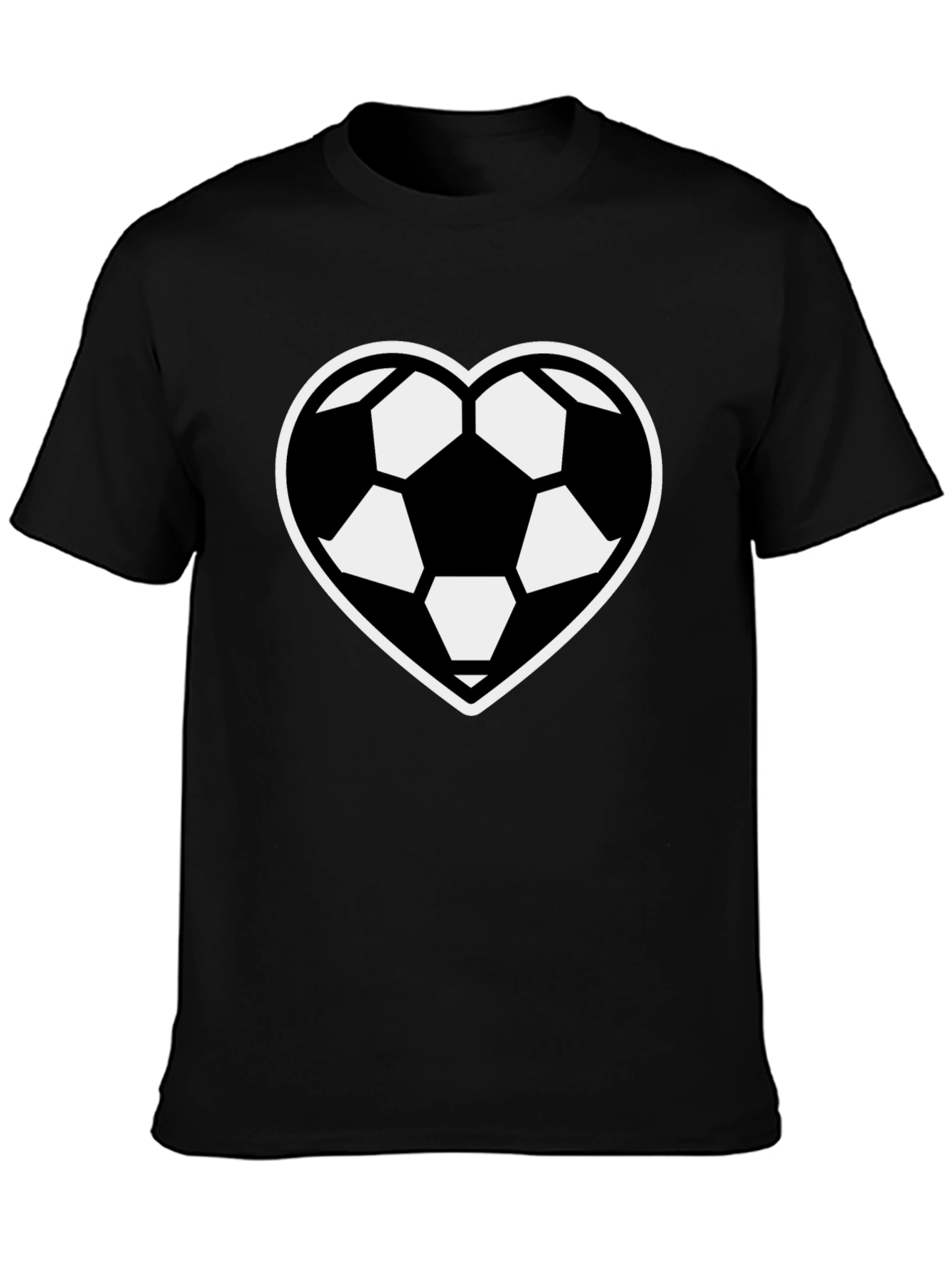 Soccer Heart T-Shirt - Black Sporty Casual