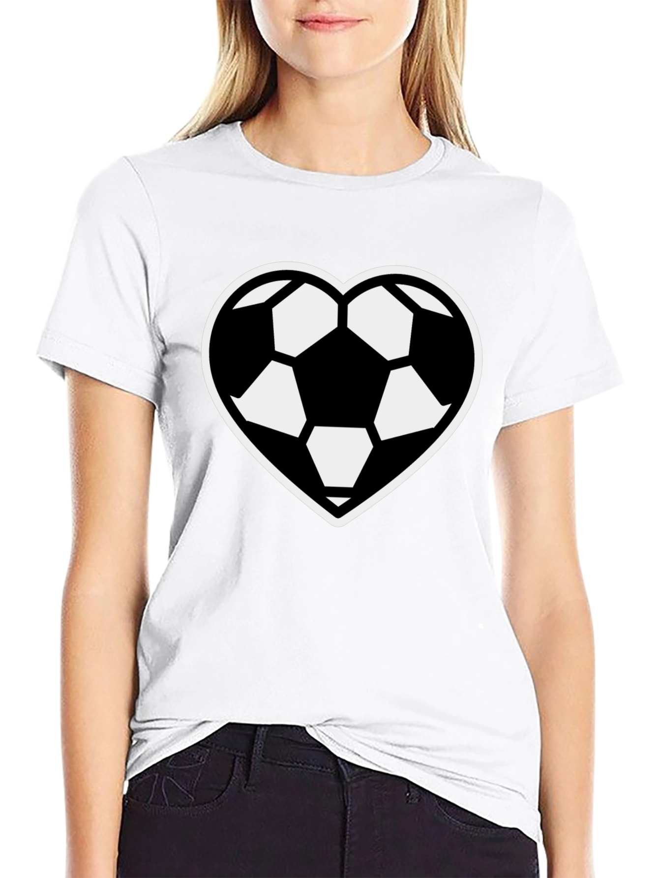 Soccer Heart T-Shirt - Black Sporty Casual
