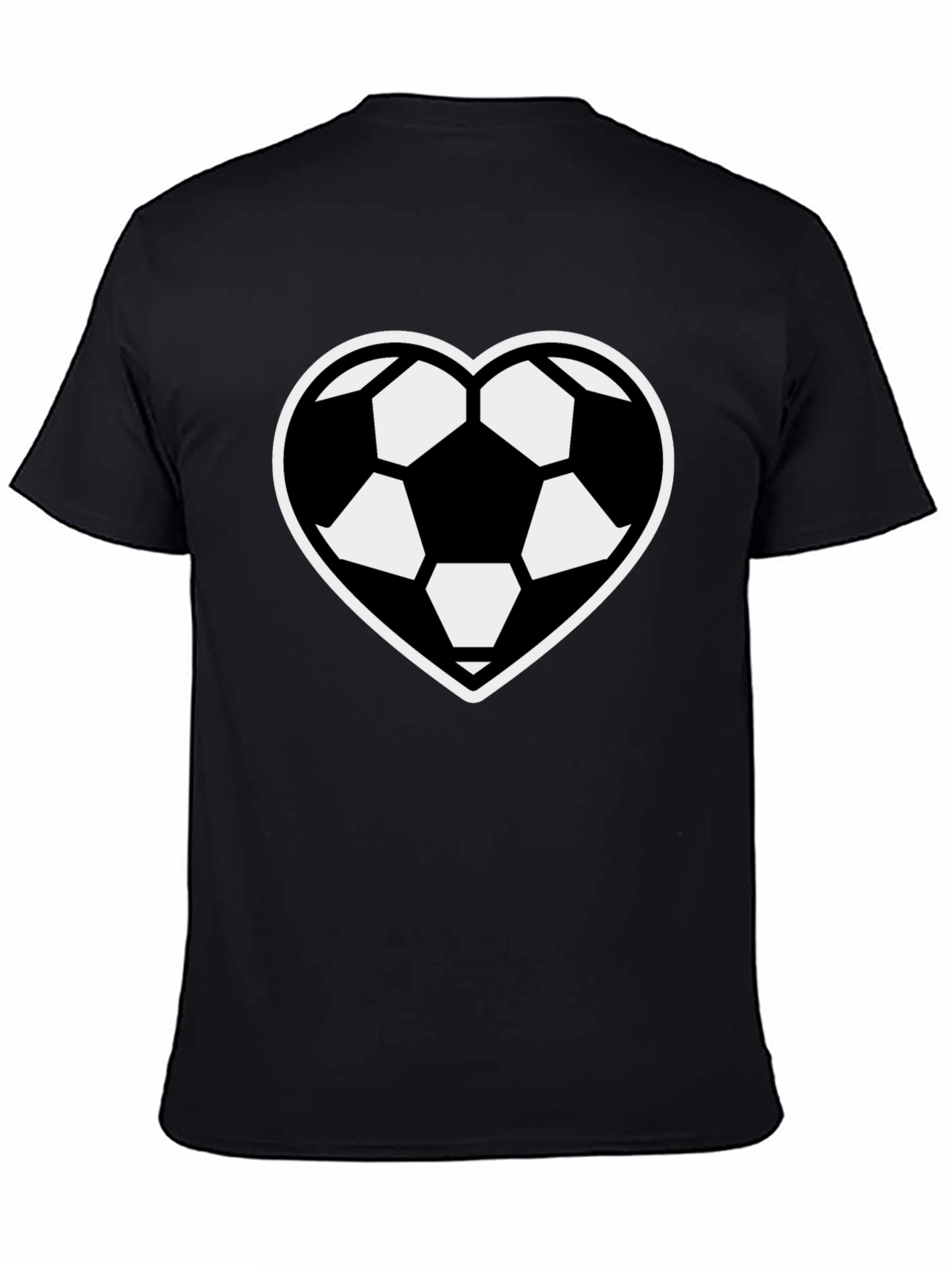 Soccer Heart T-Shirt - Black Sporty Casual