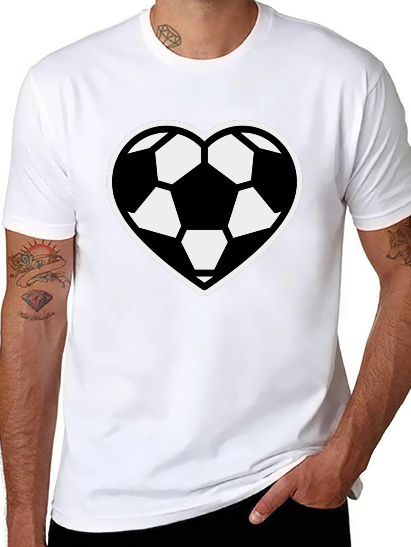 Soccer Heart T-Shirt - Black Sporty Casual