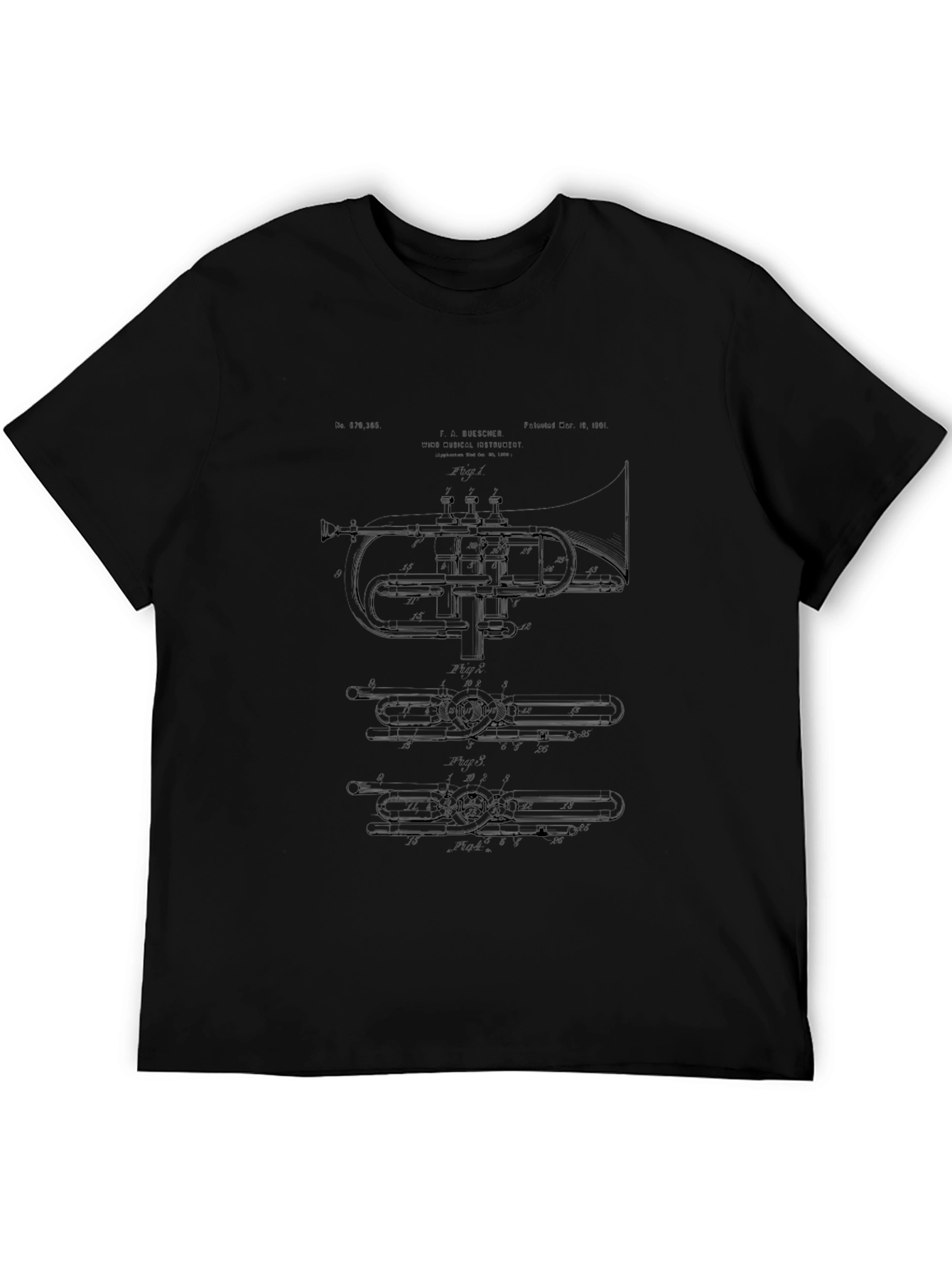 Black Trumpet Blueprint T-Shirt