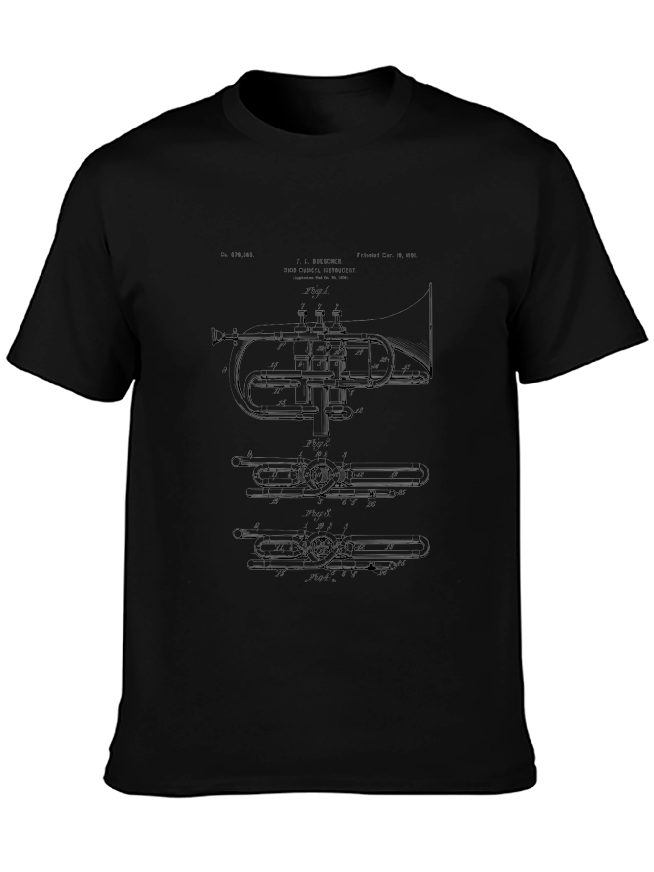 Black Trumpet Blueprint T-Shirt