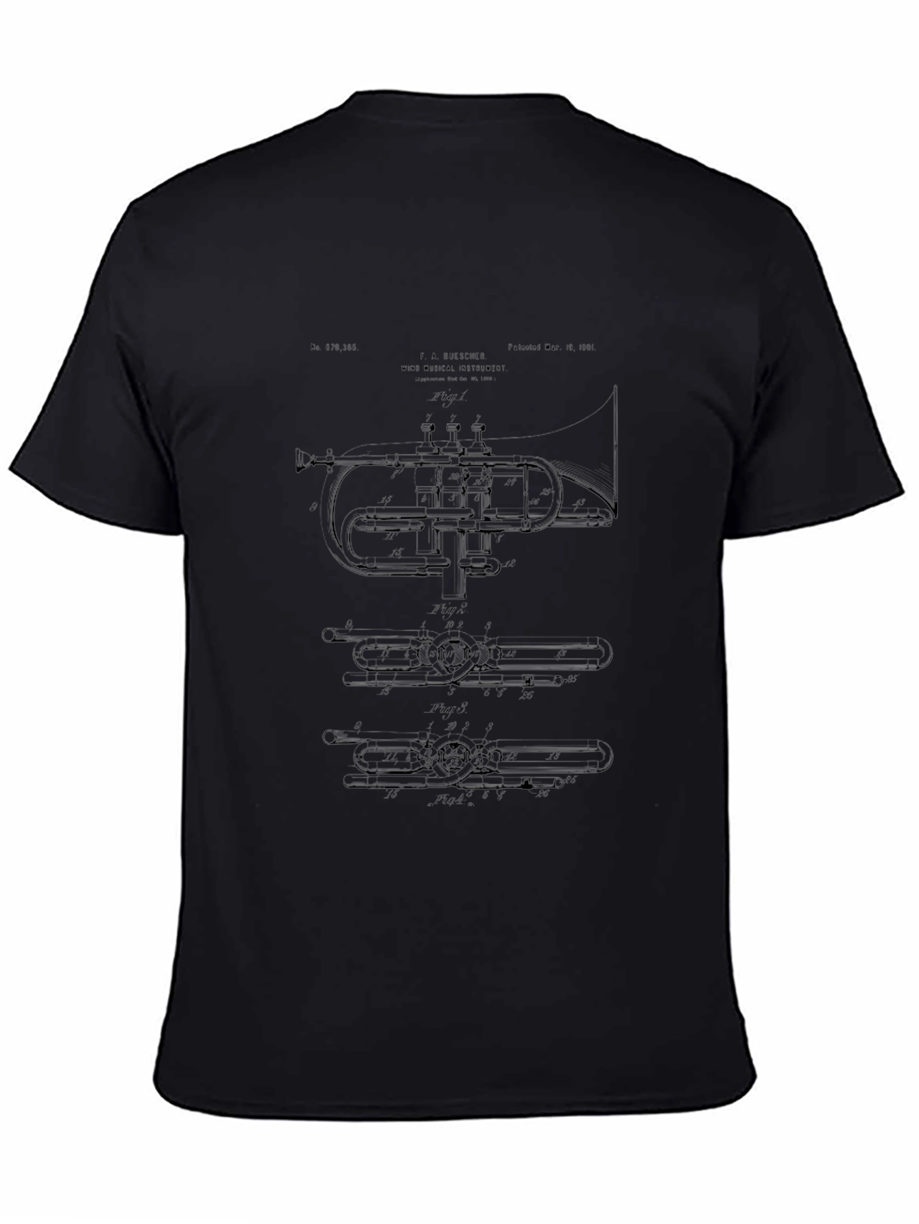 Black Trumpet Blueprint T-Shirt