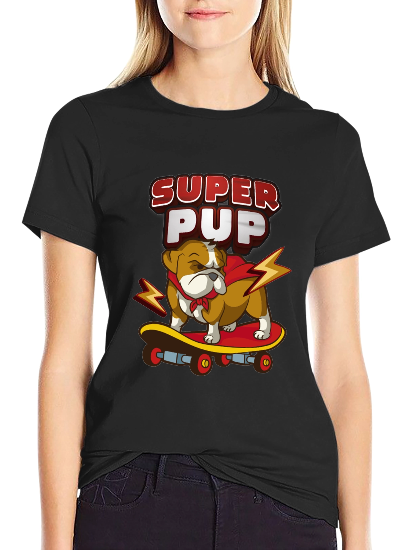 Super Pup Bulldog Skateboard Graphic Tee