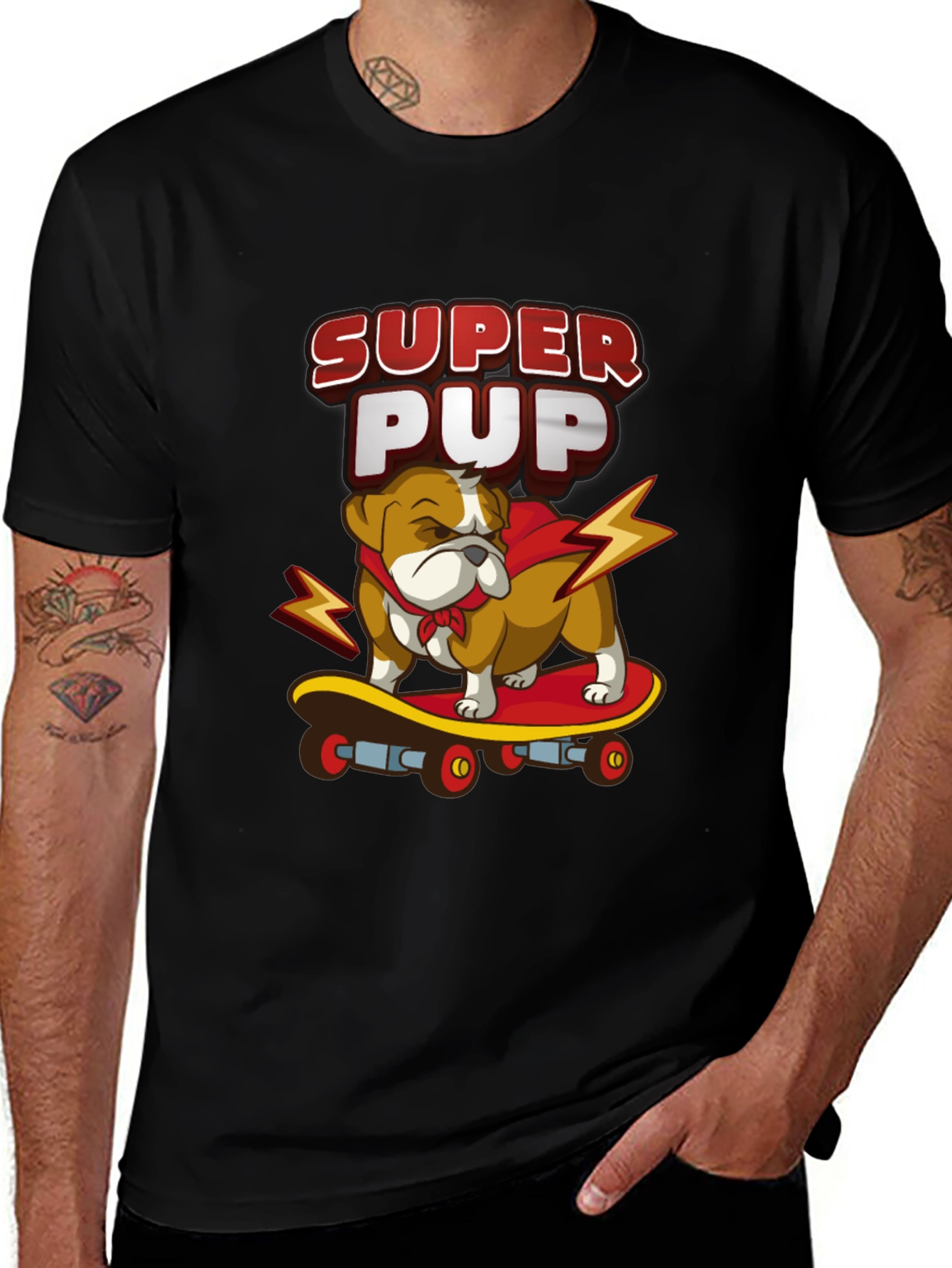 Super Pup Bulldog Skateboard Graphic Tee