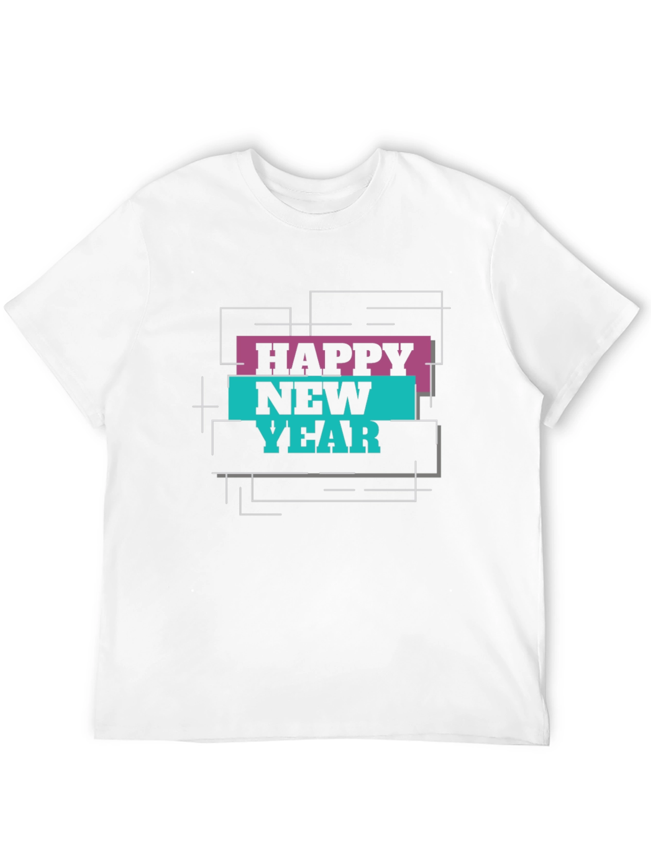 Happy New Year Graphic Print Black T-Shirt