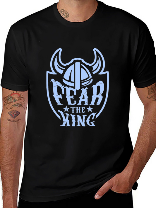 Fear The King Graphic Tee - Black Viking Helmet Design