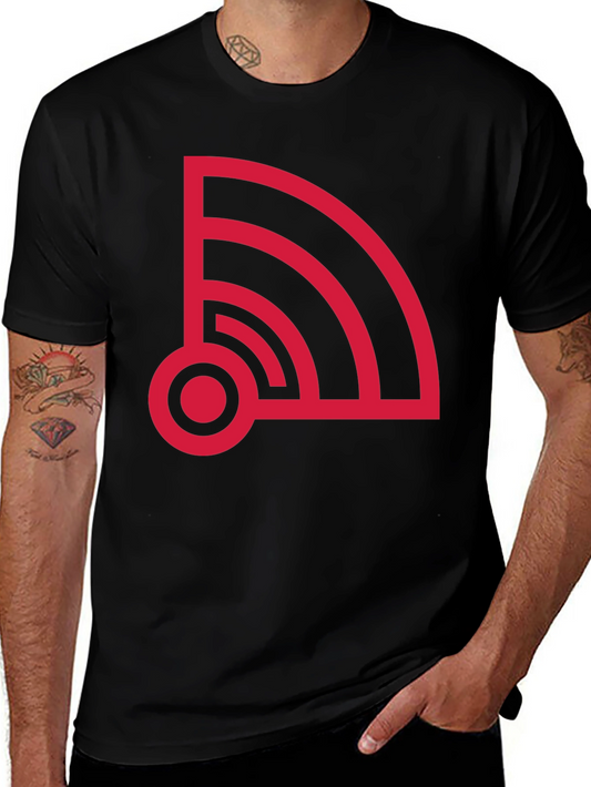 Retro WiFi Signal Graphic Tee - Black