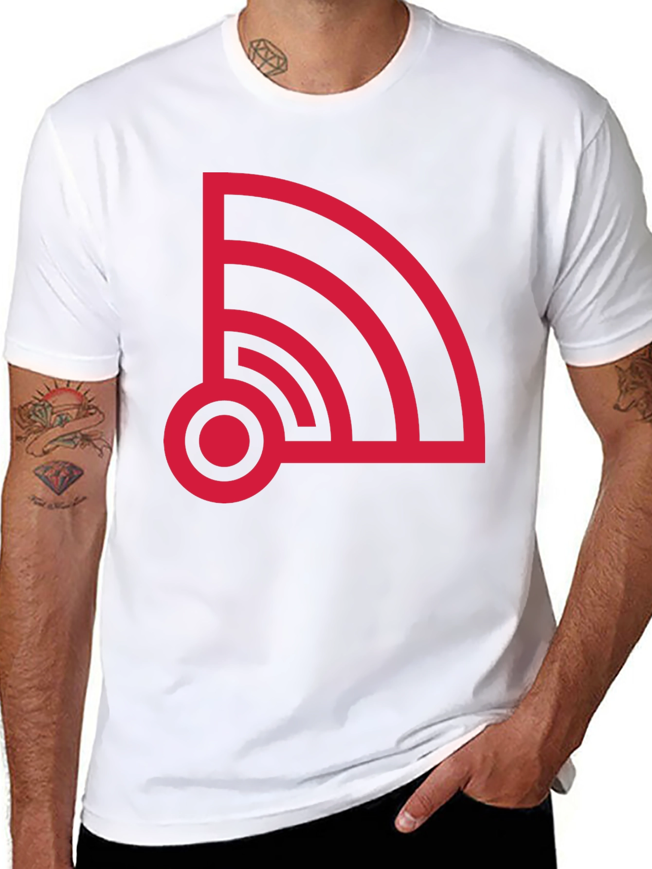 Retro WiFi Signal Graphic Tee - Black