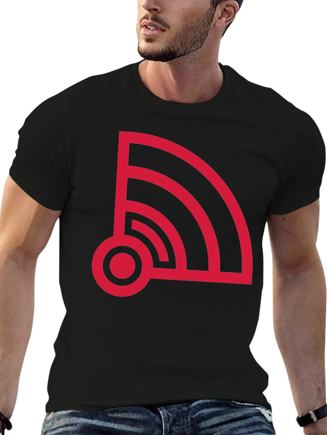 Retro WiFi Signal Graphic Tee - Black
