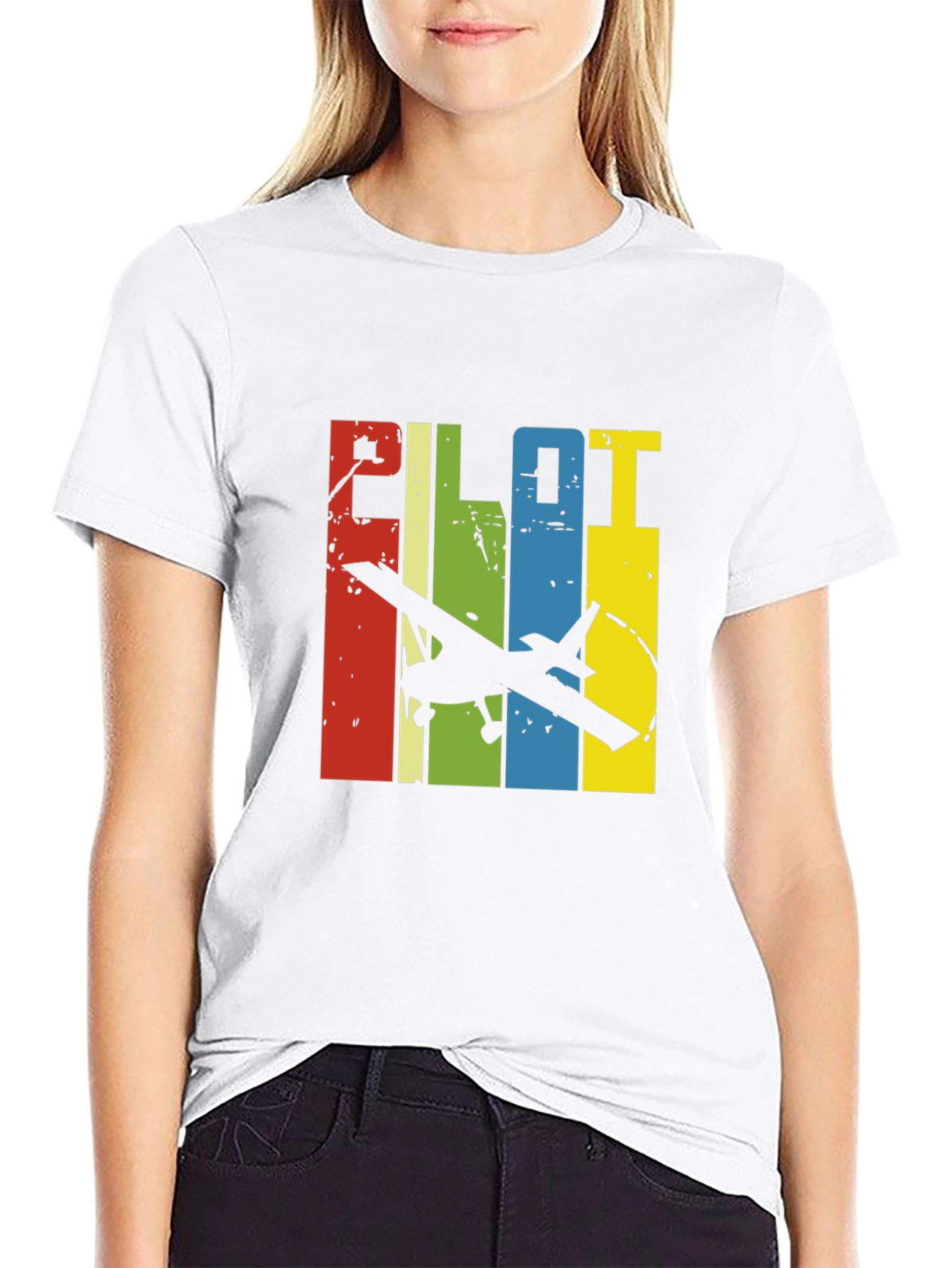 Pilot Airplane Graphic Tee - Retro Design